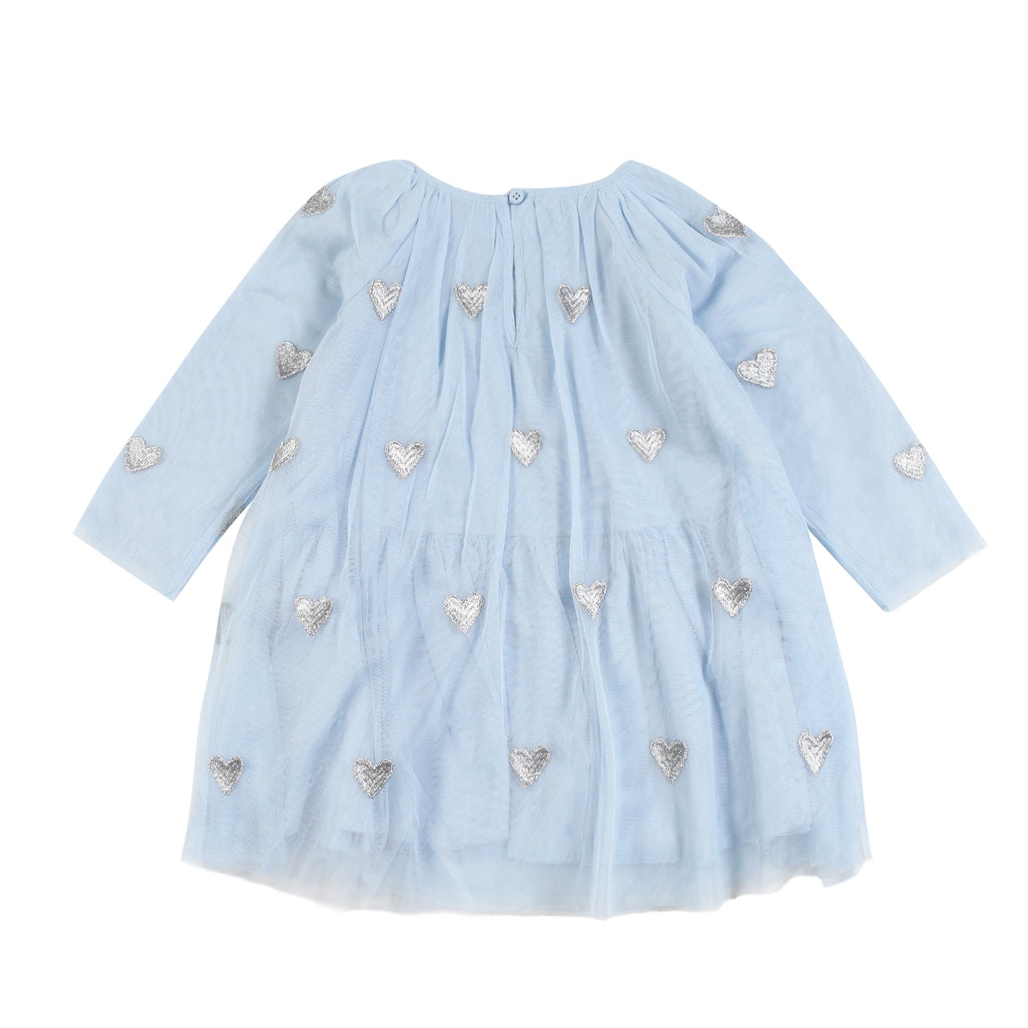 Abito tulle celeste con cuori argento Bimba - annameglio.com abbigliamento moda