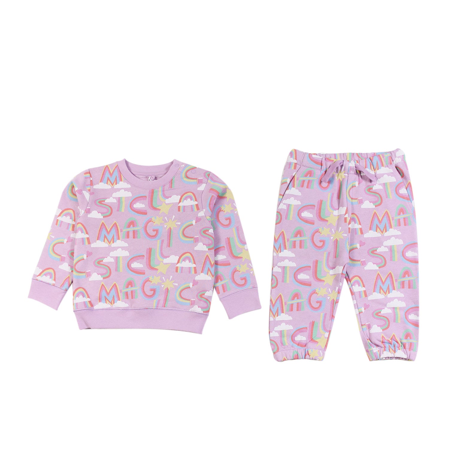 Tuta rosa glicine con loghi arcobaleno Bimba - annameglio.com abbigliamento moda