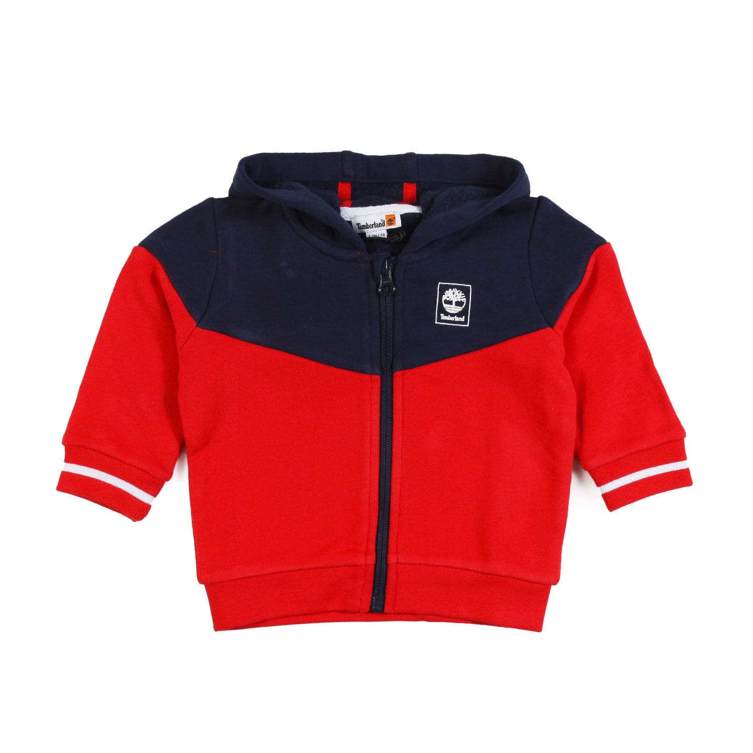 Felpa Timberland Baby rossa e blu con cappuccio - annameglio.com abbigliamento moda