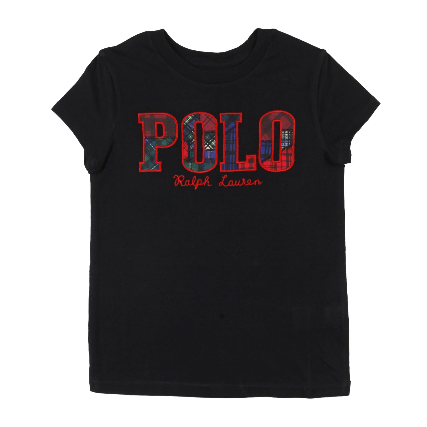 T-shirt RL nera con logo tartan Bambina e Ragazza - annameglio.com abbigliamento moda