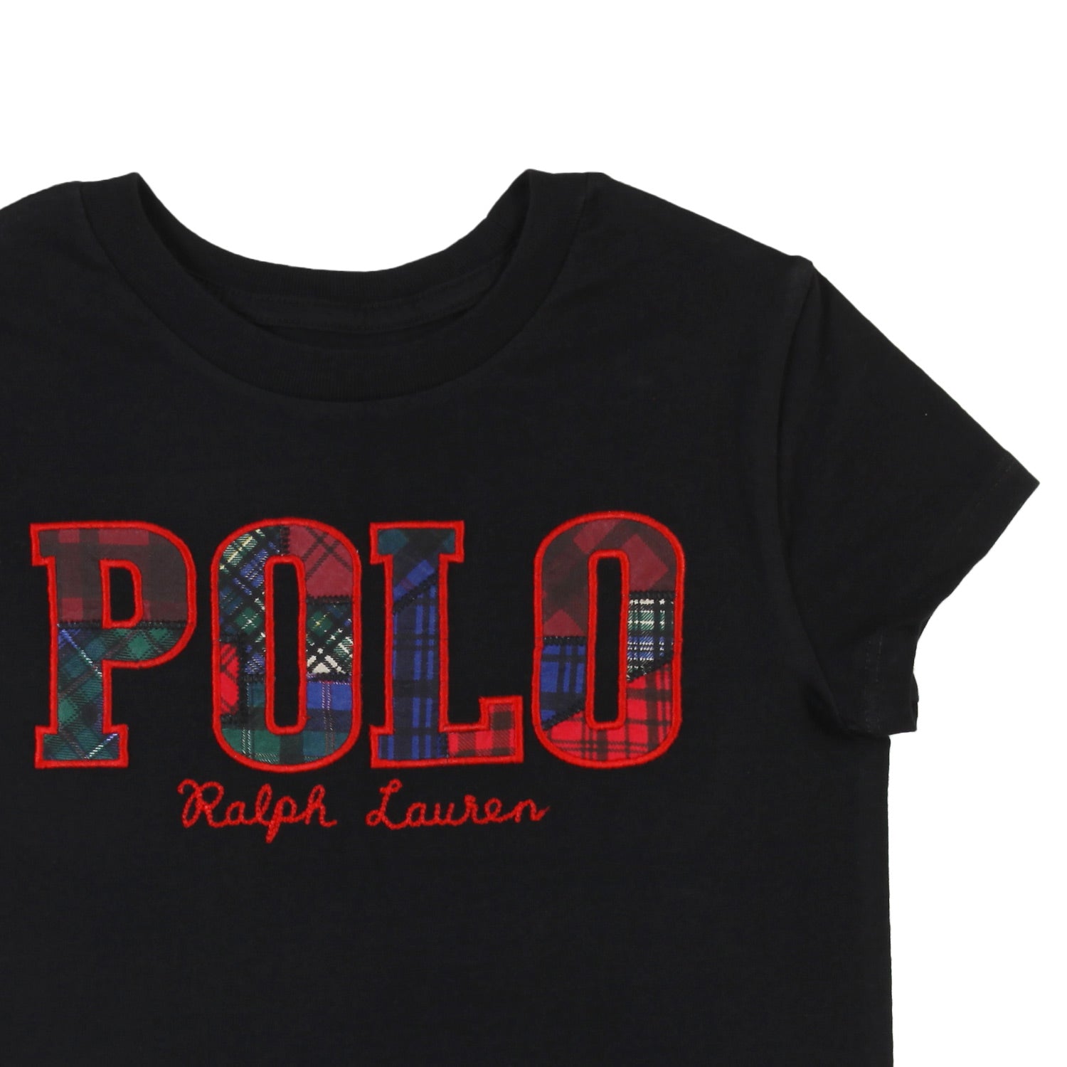 T-shirt RL nera con logo tartan Bambina e Ragazza - annameglio.com abbigliamento moda