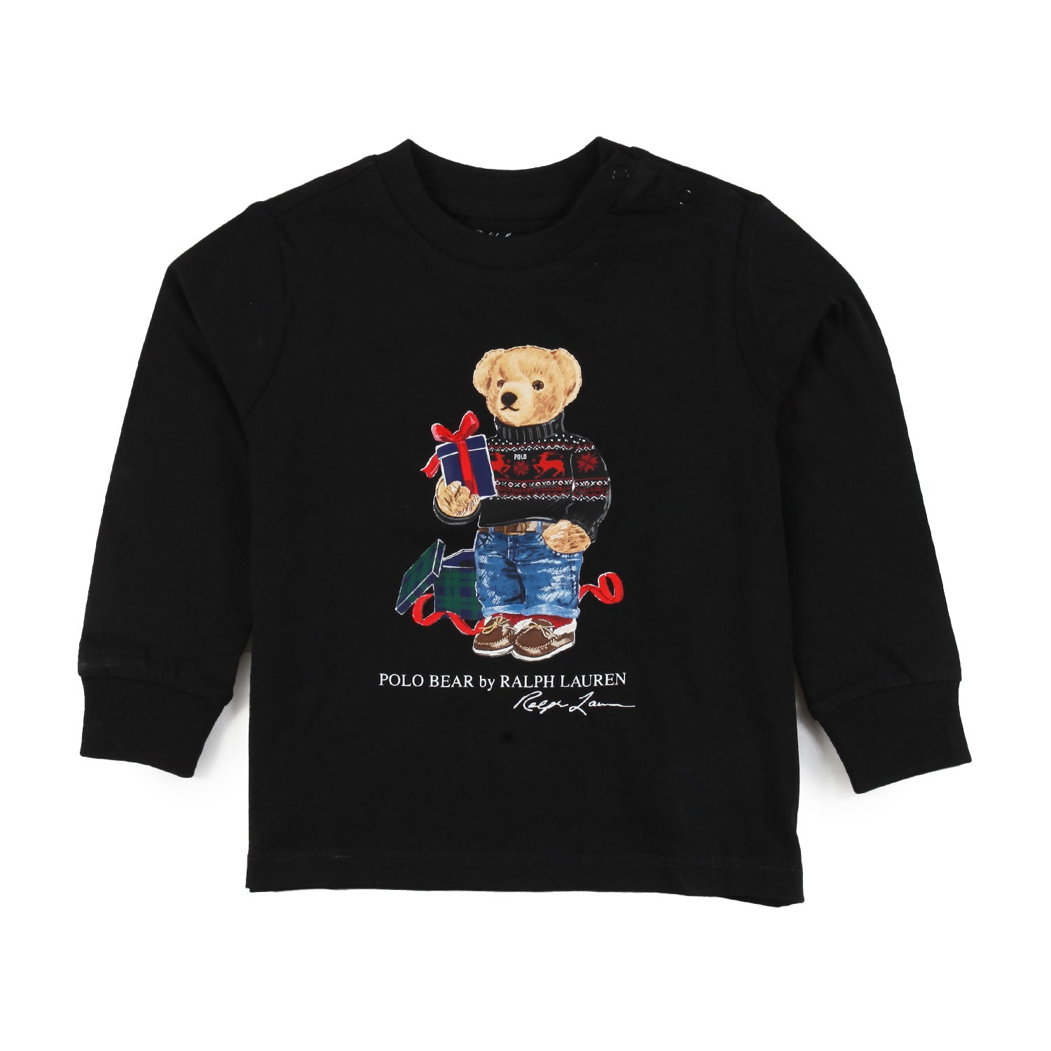 T-shirt lunga Polo Bear Gift unisex nera - annameglio.com abbigliamento moda