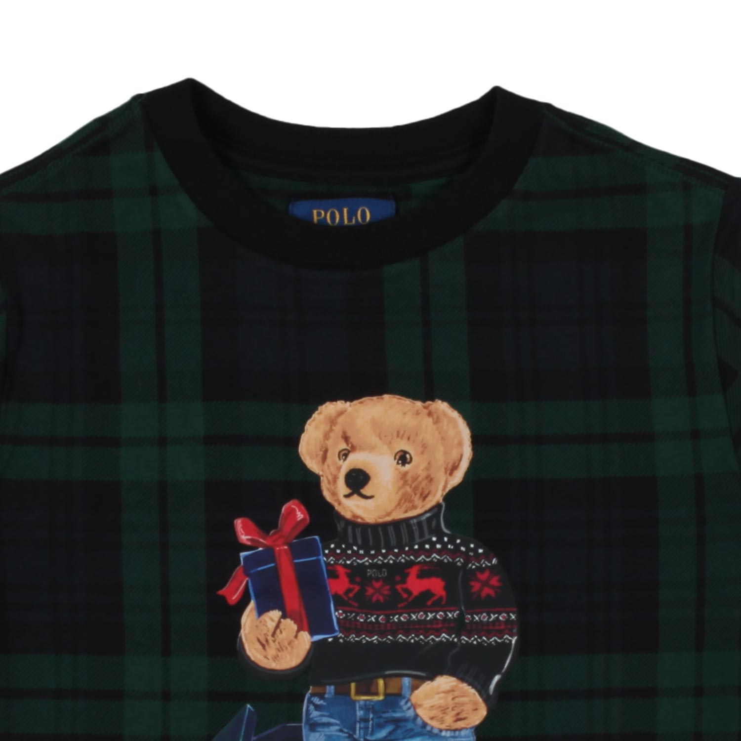T-shirt tartan verde e blu con Polo Bear stampato - annameglio.com abbigliamento moda