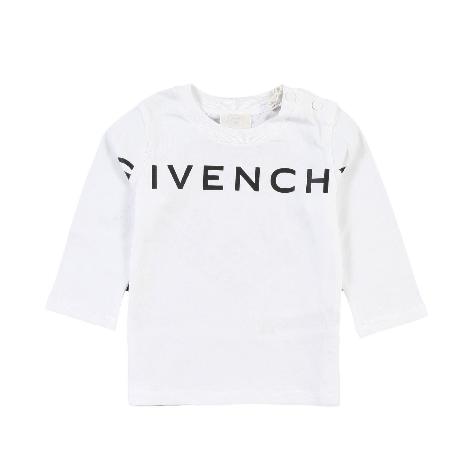 T-shirt lunga Givenchy Baby bianca con loghi neri - annameglio.com abbigliamento moda