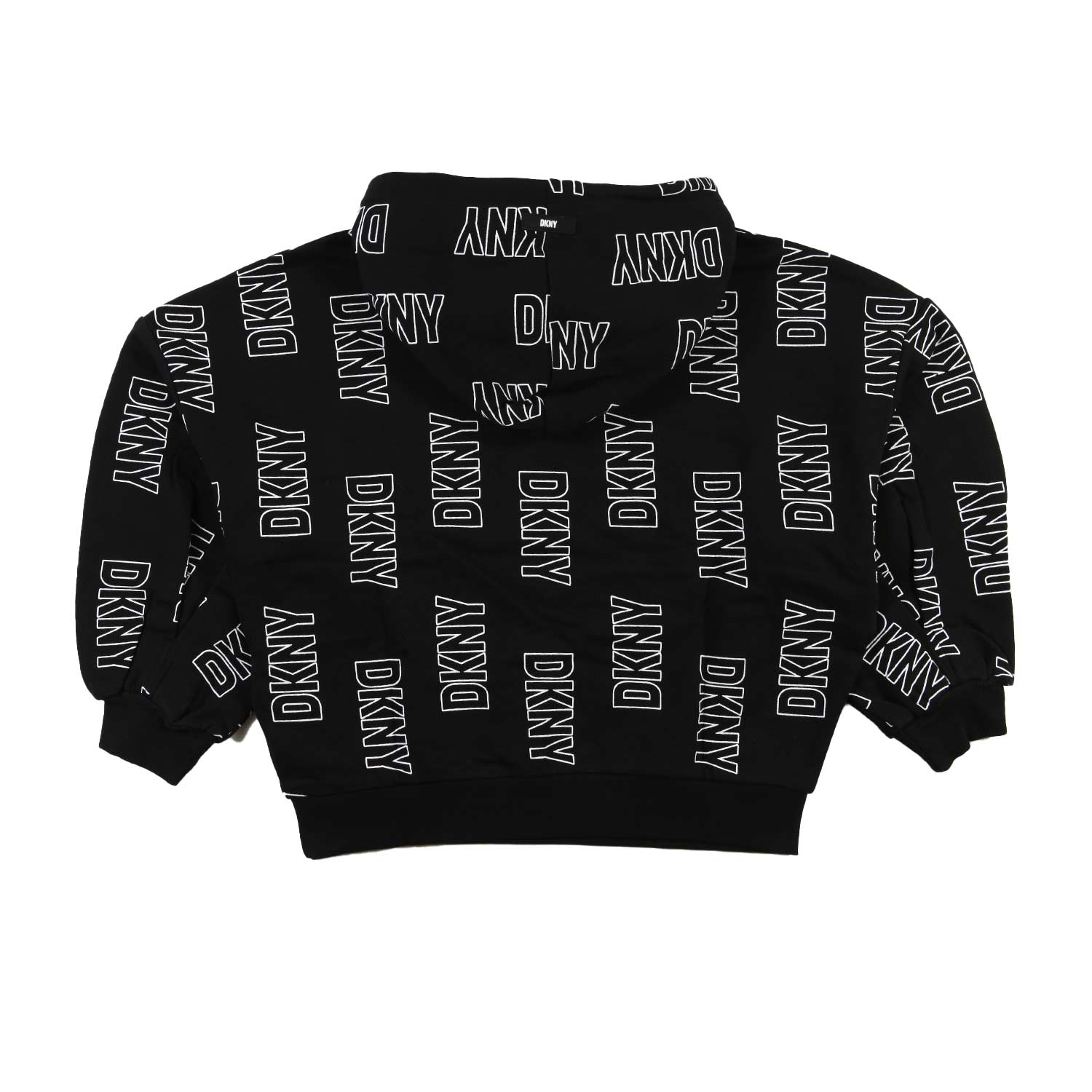 Felpa hoodie over nera con loghi DKNY bianchi - annameglio.com abbigliamento moda