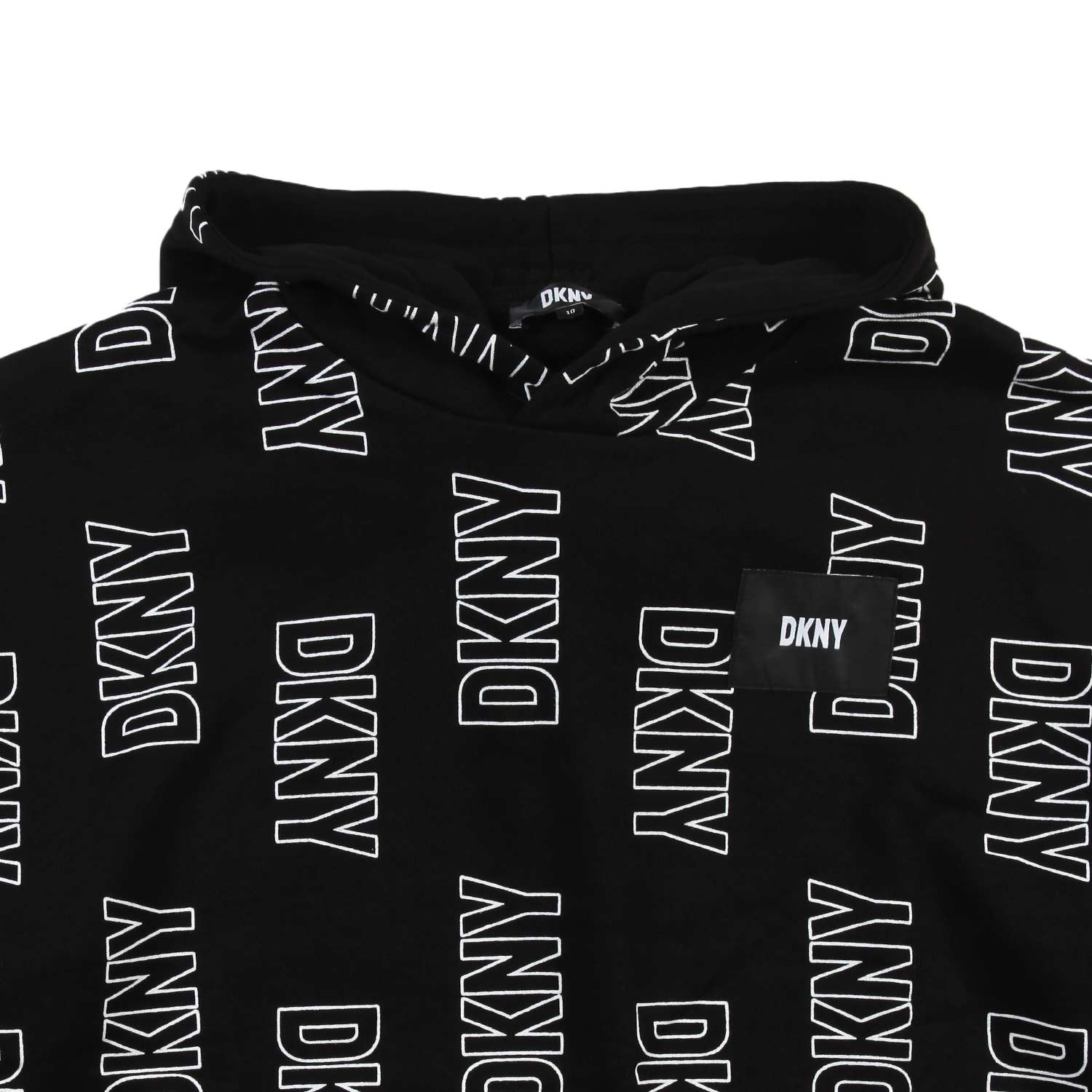 Felpa hoodie over nera con loghi DKNY bianchi - annameglio.com abbigliamento moda