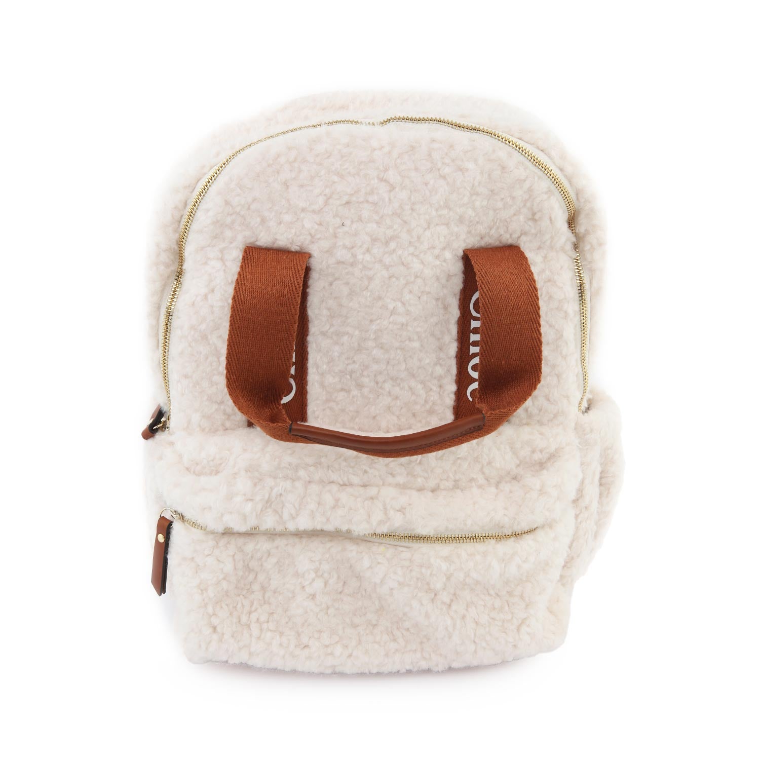 Zaino ecoshearling Chloe panna e marrone caramello - annameglio.com abbigliamento moda