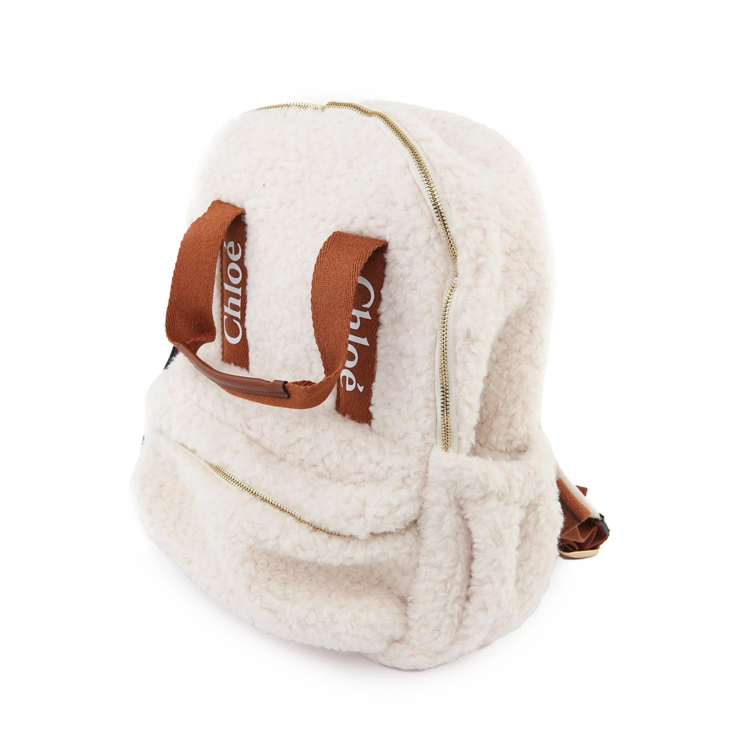 Zaino ecoshearling Chloe panna e marrone caramello - annameglio.com abbigliamento moda