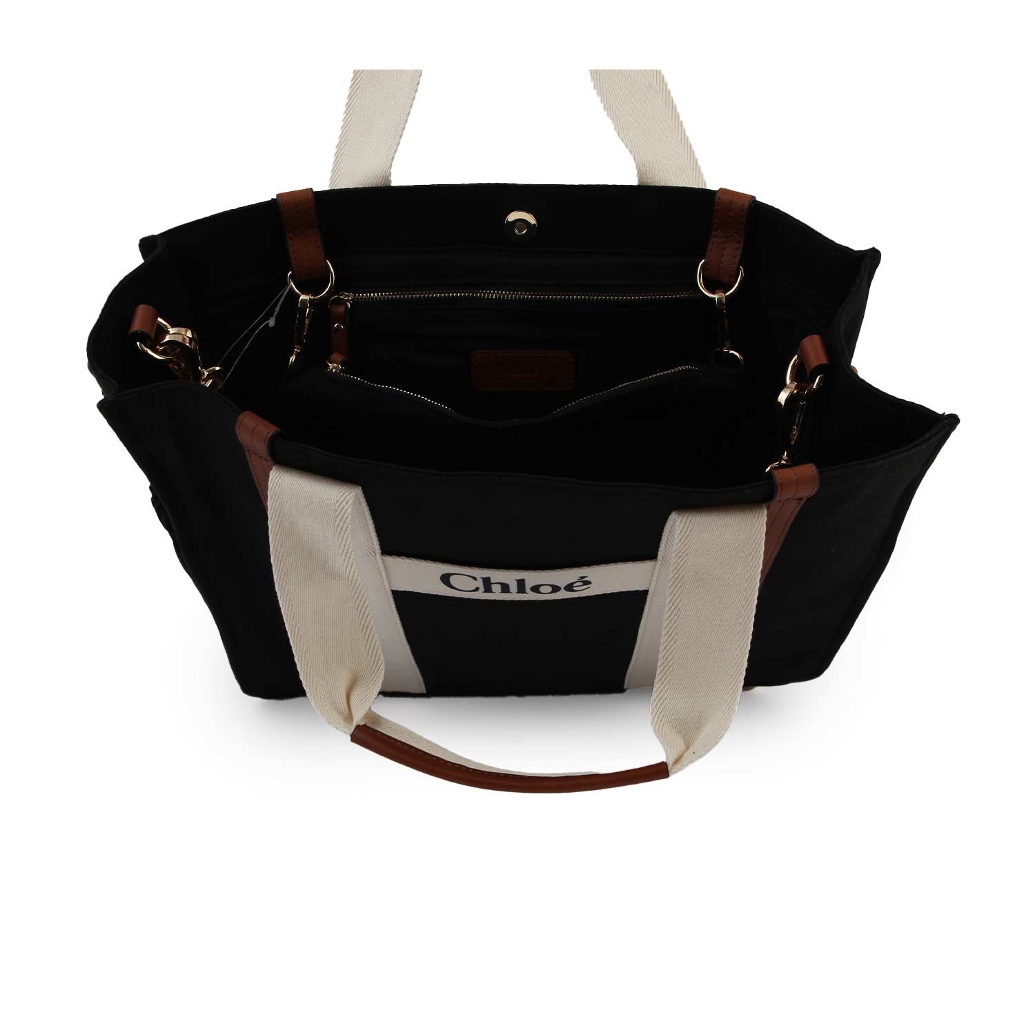 Borsa fasciatoio Chloe nera, marrone e panna - annameglio.com abbigliamento moda
