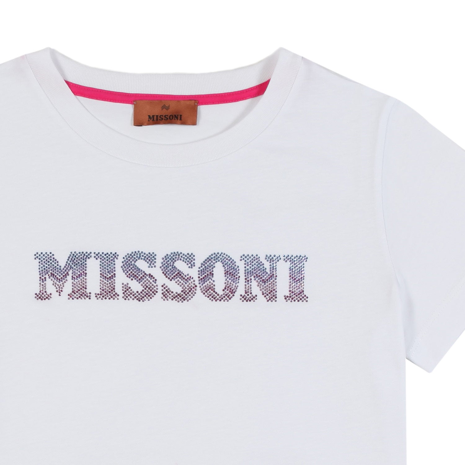 T-shirt bianca con logo Missoni strass - annameglio.com abbigliamento moda