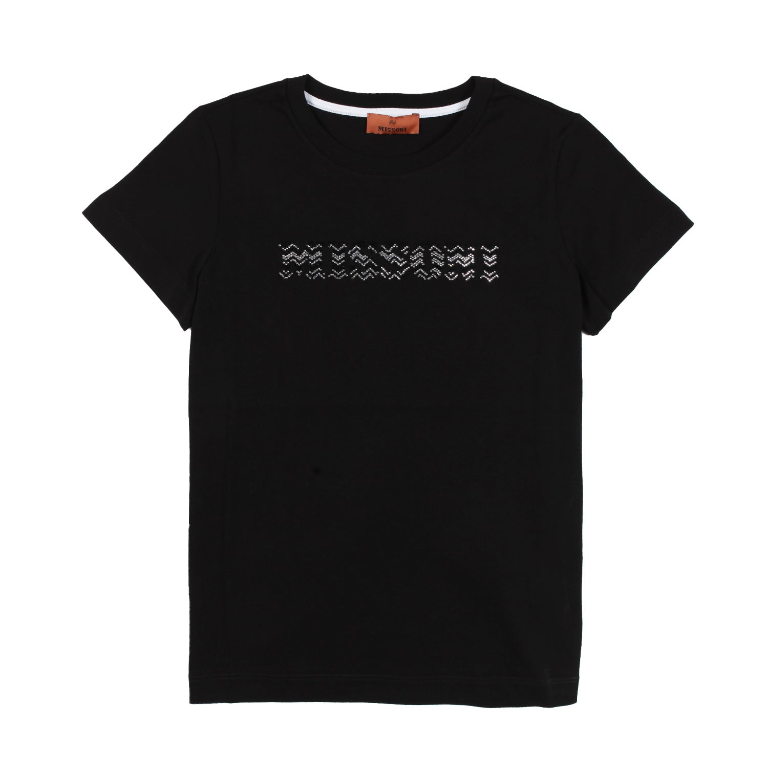 T-shirt nera con logo Missoni strass silver - annameglio.com abbigliamento moda