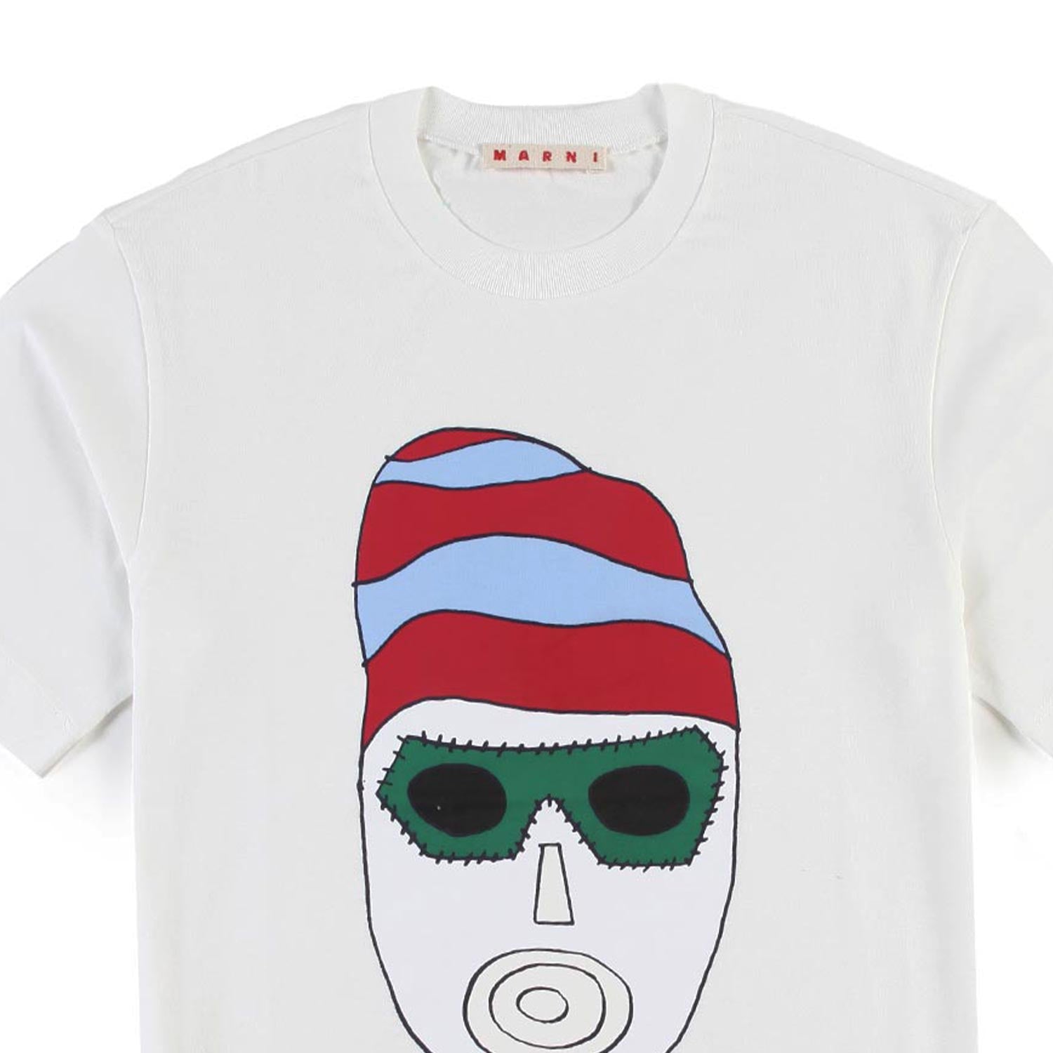 T-shirt unisex Marni bianca con stampa multicolor - annameglio.com abbigliamento moda