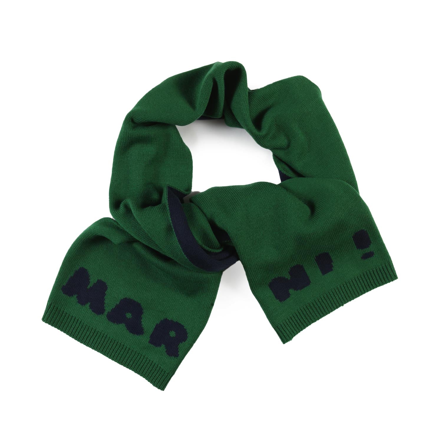 Sciarpa unisex Marni verde con logo blu - annameglio.com abbigliamento moda