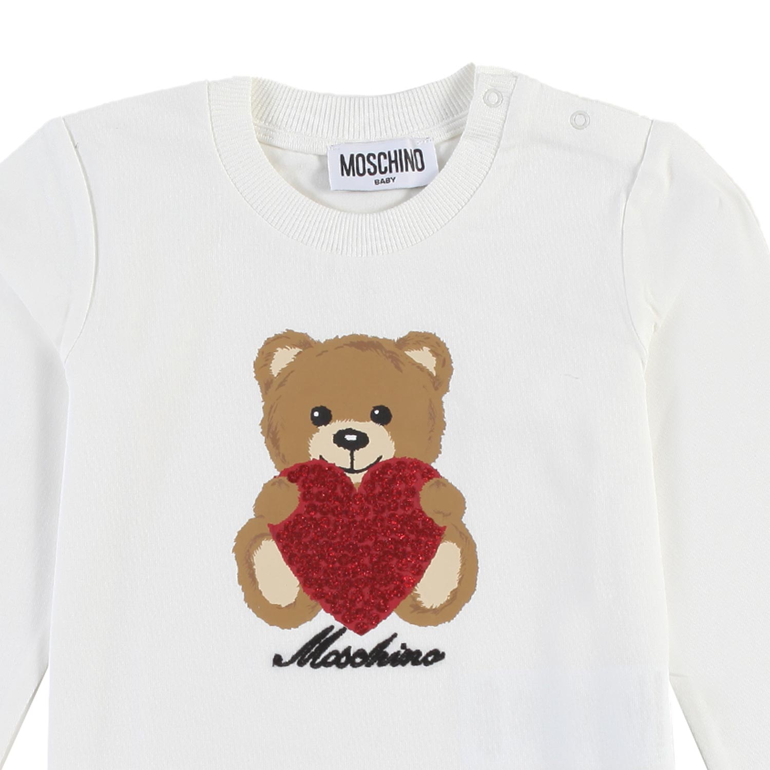 T-shirt Moschino panna con orsetto e cuore Bimba - annameglio.com abbigliamento moda