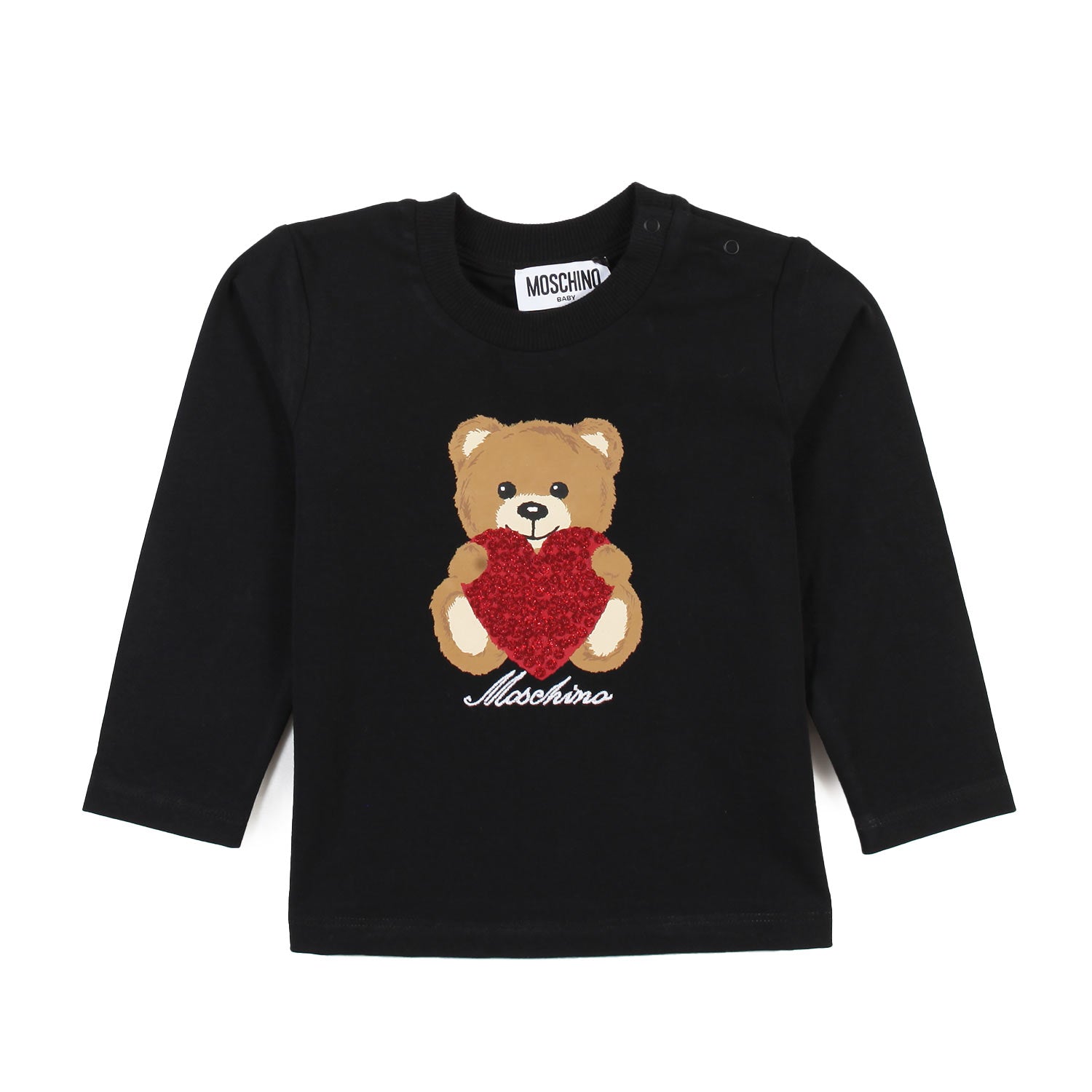 T-shirt Moschino nera con orsetto e cuore bimba - annameglio.com abbigliamento moda