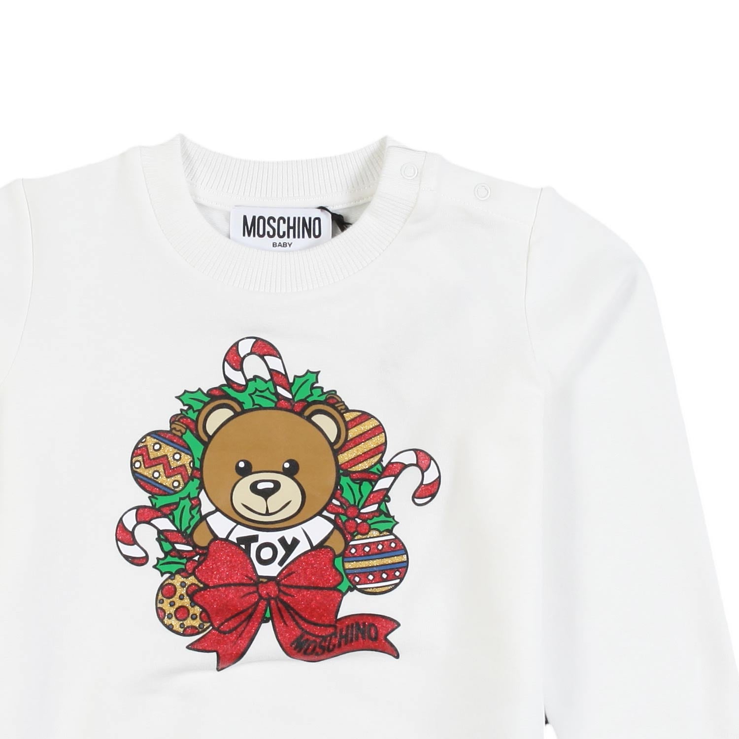 Mini felpa natalizia panna con Orsetto Moschino - annameglio.com abbigliamento moda