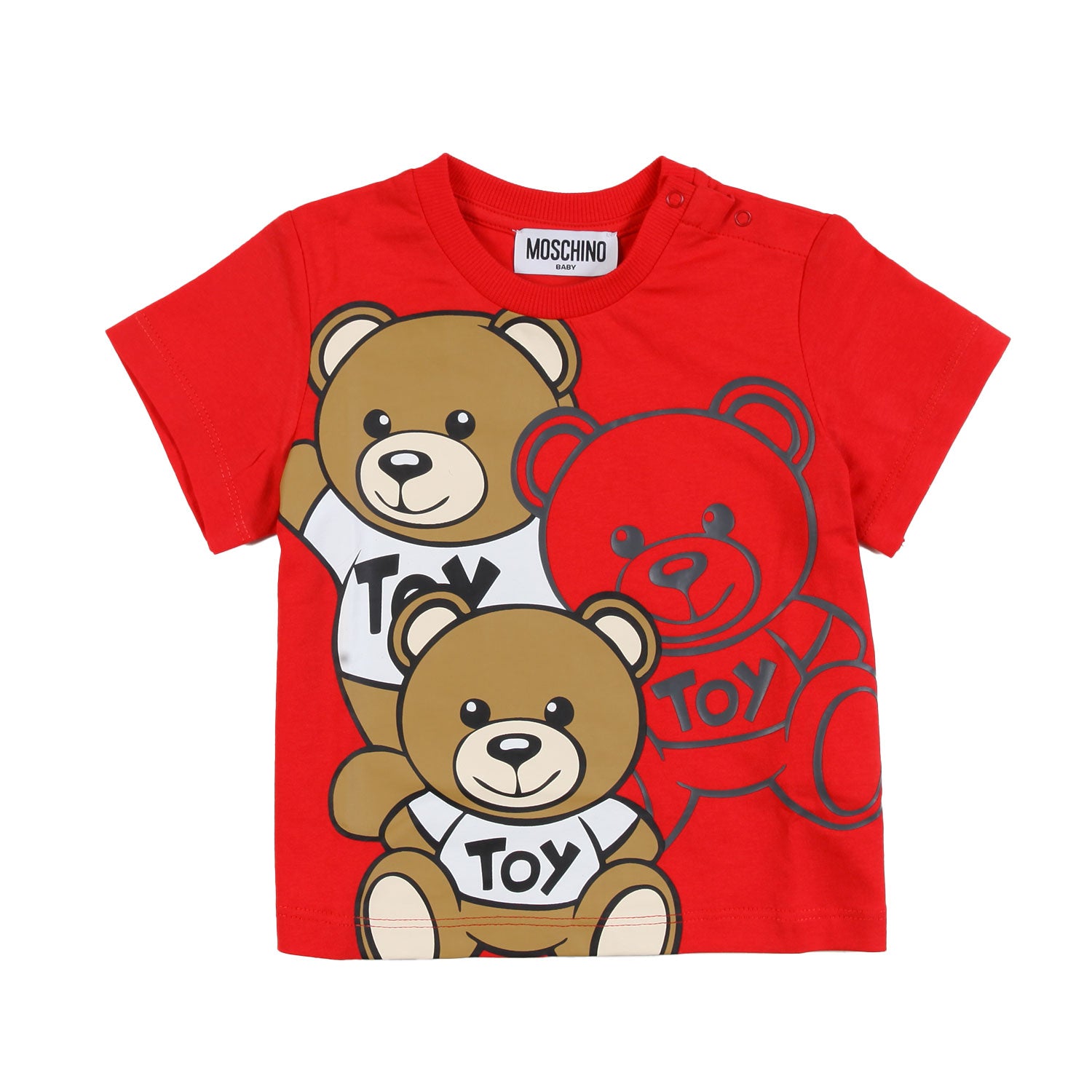 T-shirt Moschino Baby rossa con maxi Orsacchiotti - annameglio.com abbigliamento moda
