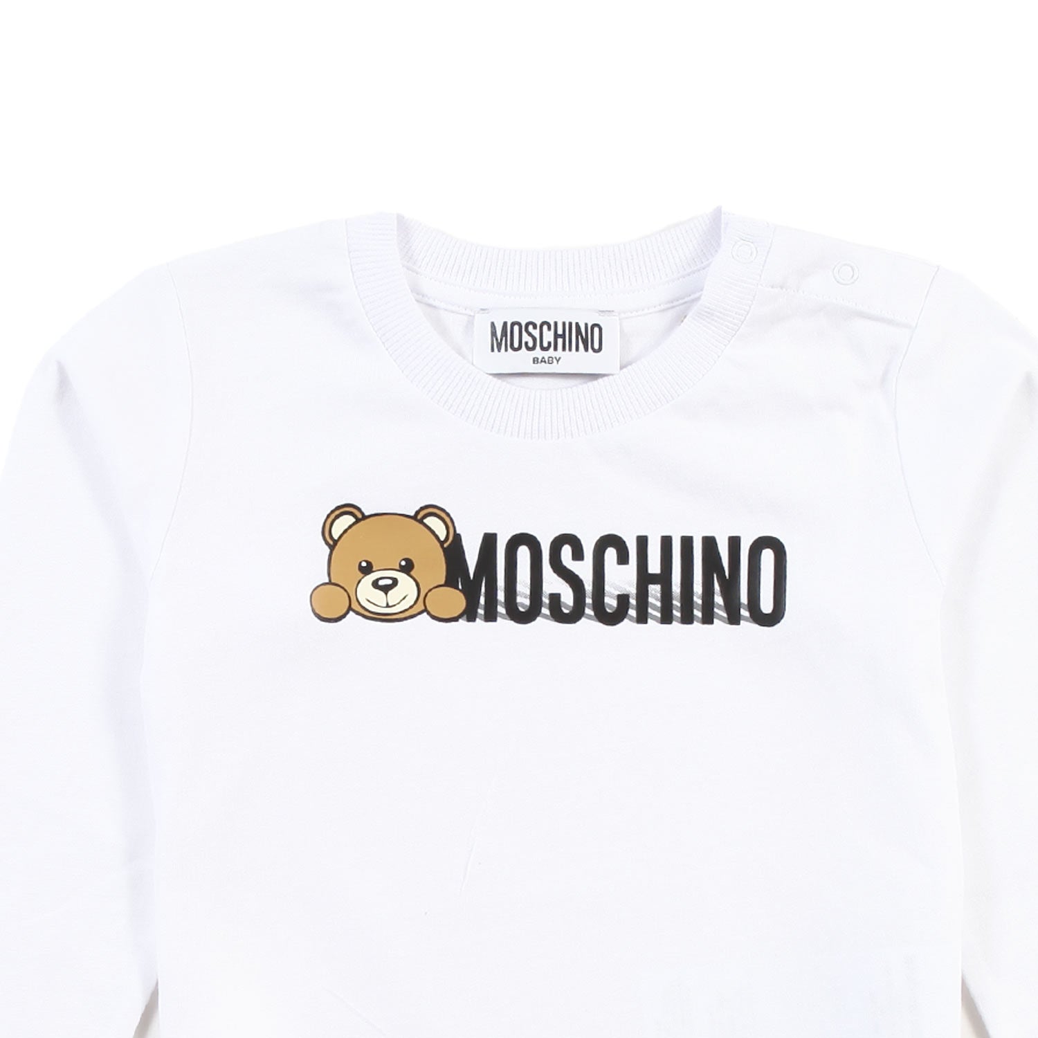 T-shirt baby bianca con logo Moschino Teddy Bear - annameglio.com abbigliamento moda