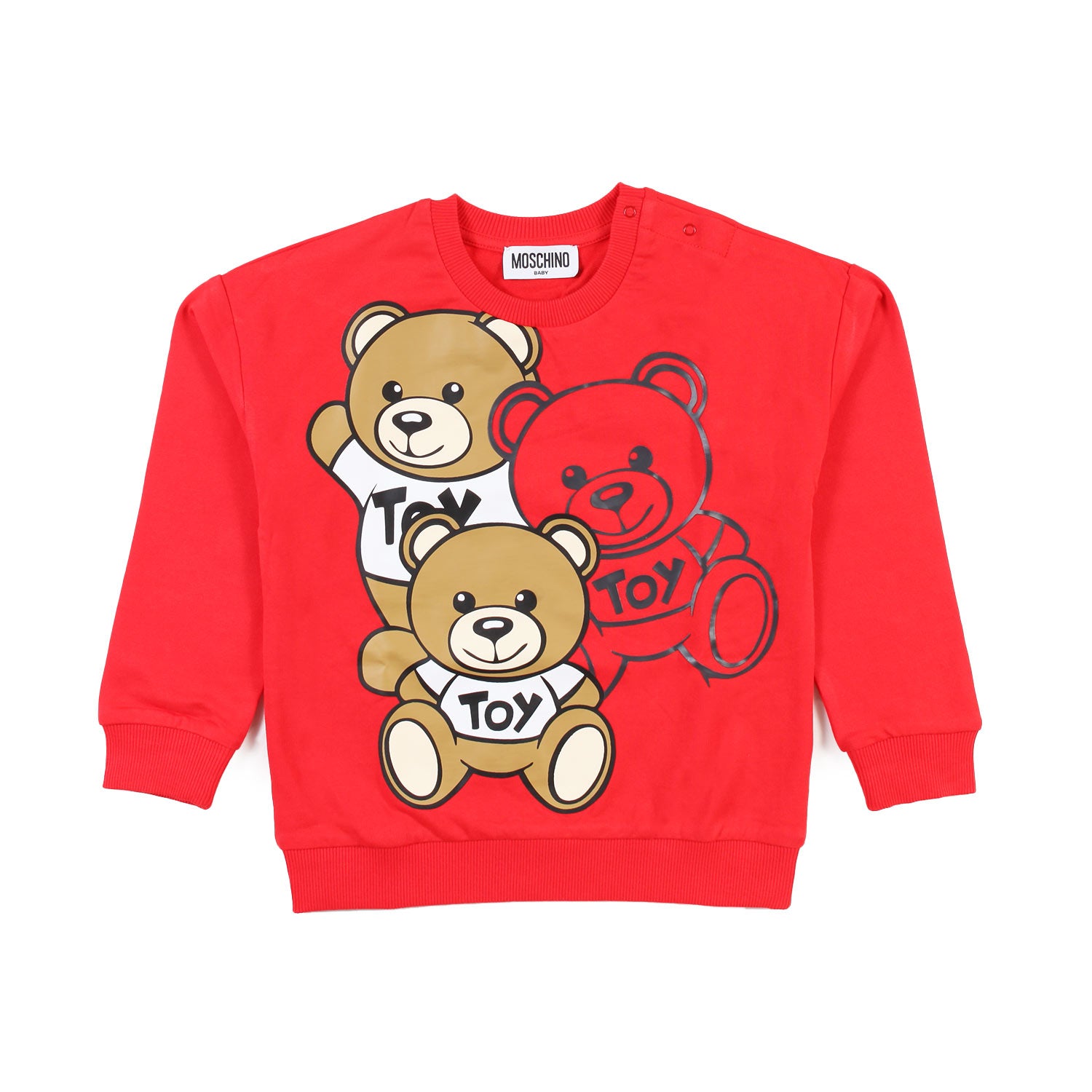 Felpa Moschino Baby rossa con maxi Orsacchiotti - annameglio.com abbigliamento moda