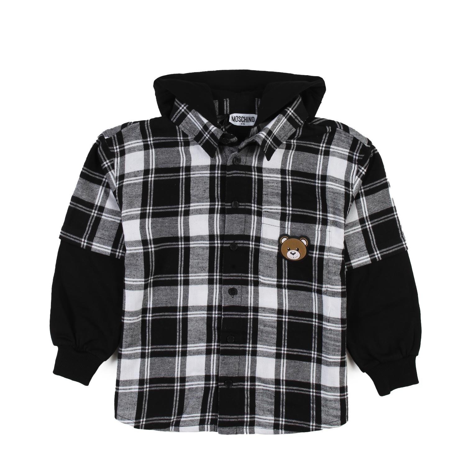 Camicia Moschino bianca e nera vichy con cappuccio - annameglio.com abbigliamento moda