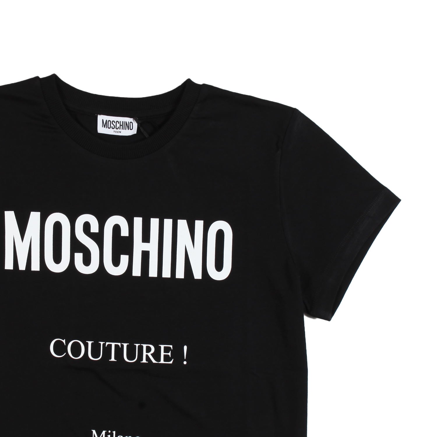 T-shirt unisex nera con maxi logo Moschino Couture - annameglio.com abbigliamento moda