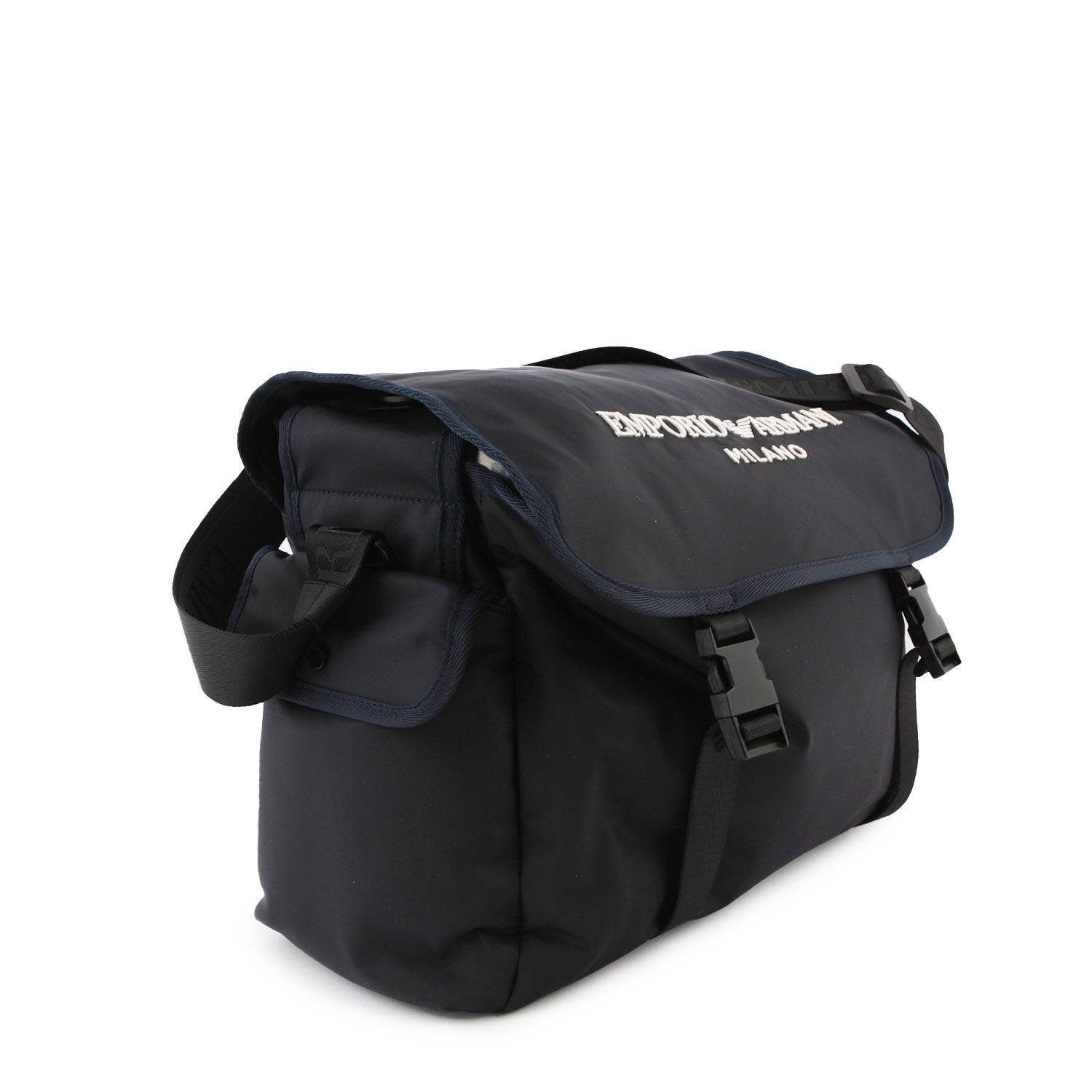 Borsa fasciatoio Armani blu navy con logo silver - annameglio.com abbigliamento moda