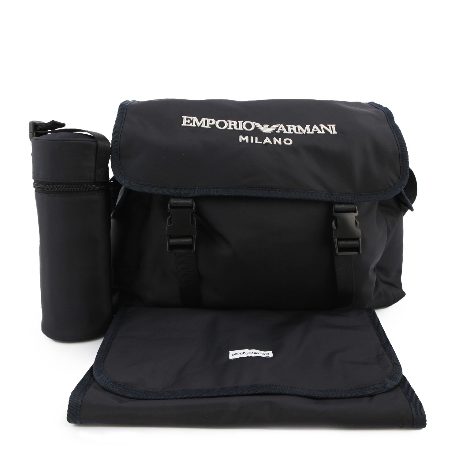 Borsa fasciatoio Armani blu navy con logo silver - annameglio.com abbigliamento moda