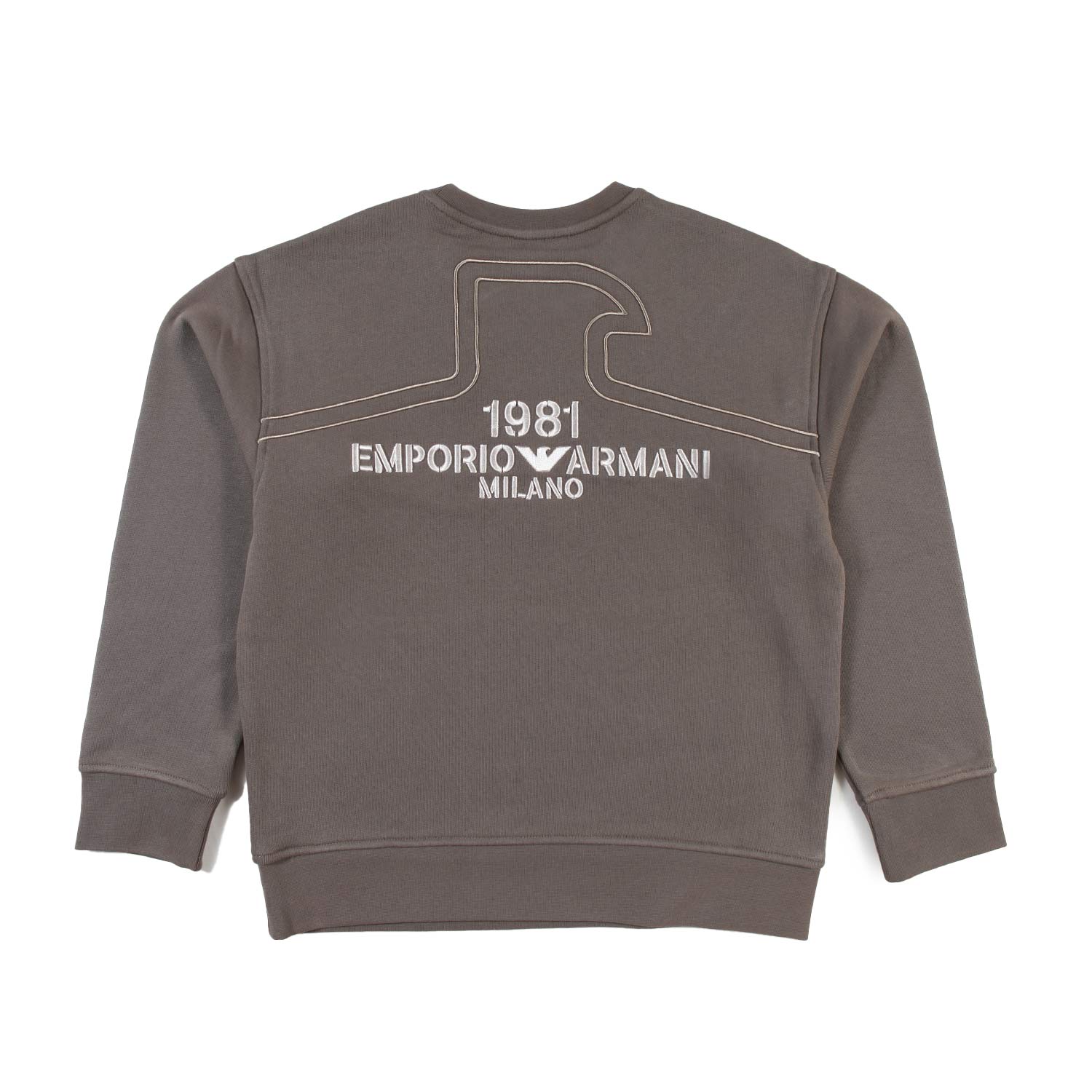 Felpa Armani Junior fango con maxi ricami - annameglio.com abbigliamento moda