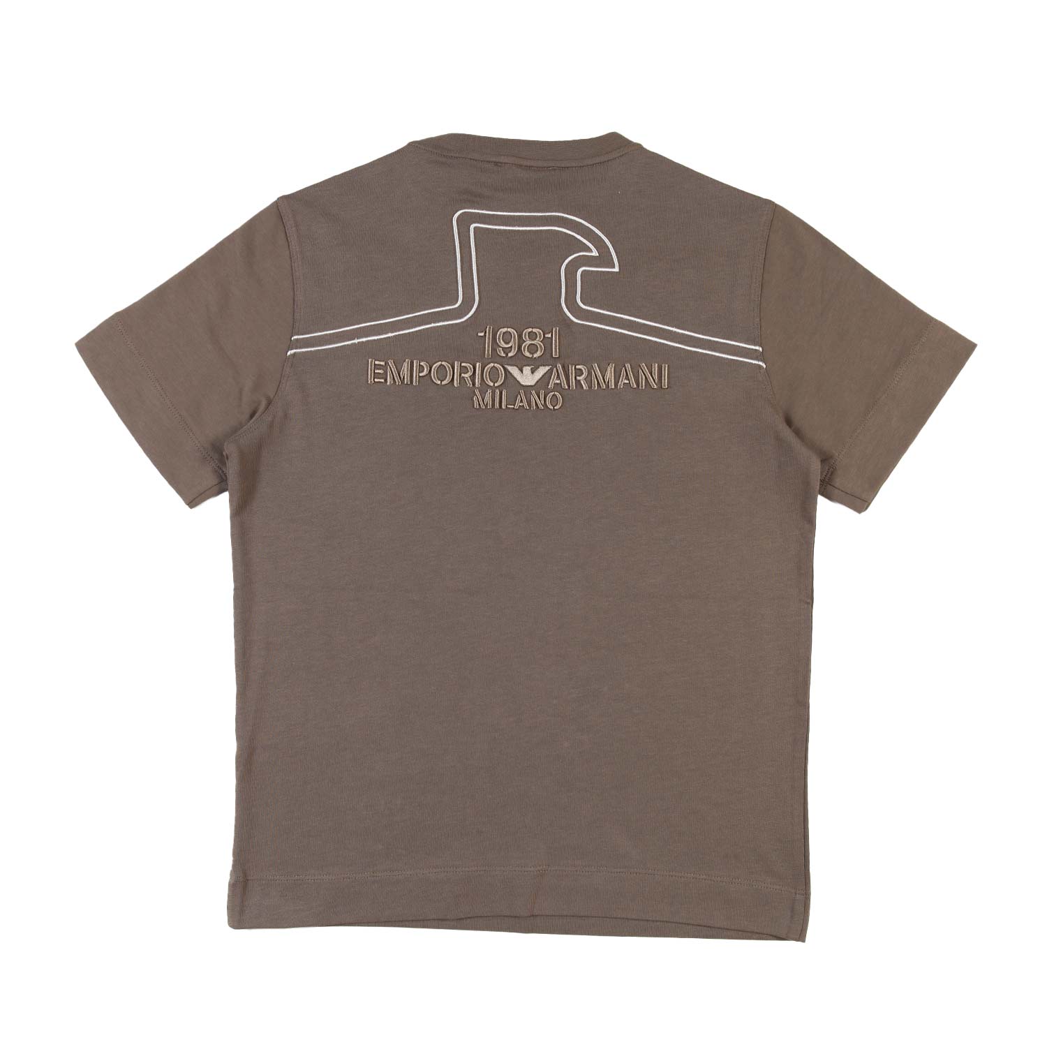 T-shirt Armani Junior fango con maxi ricami - annameglio.com abbigliamento moda