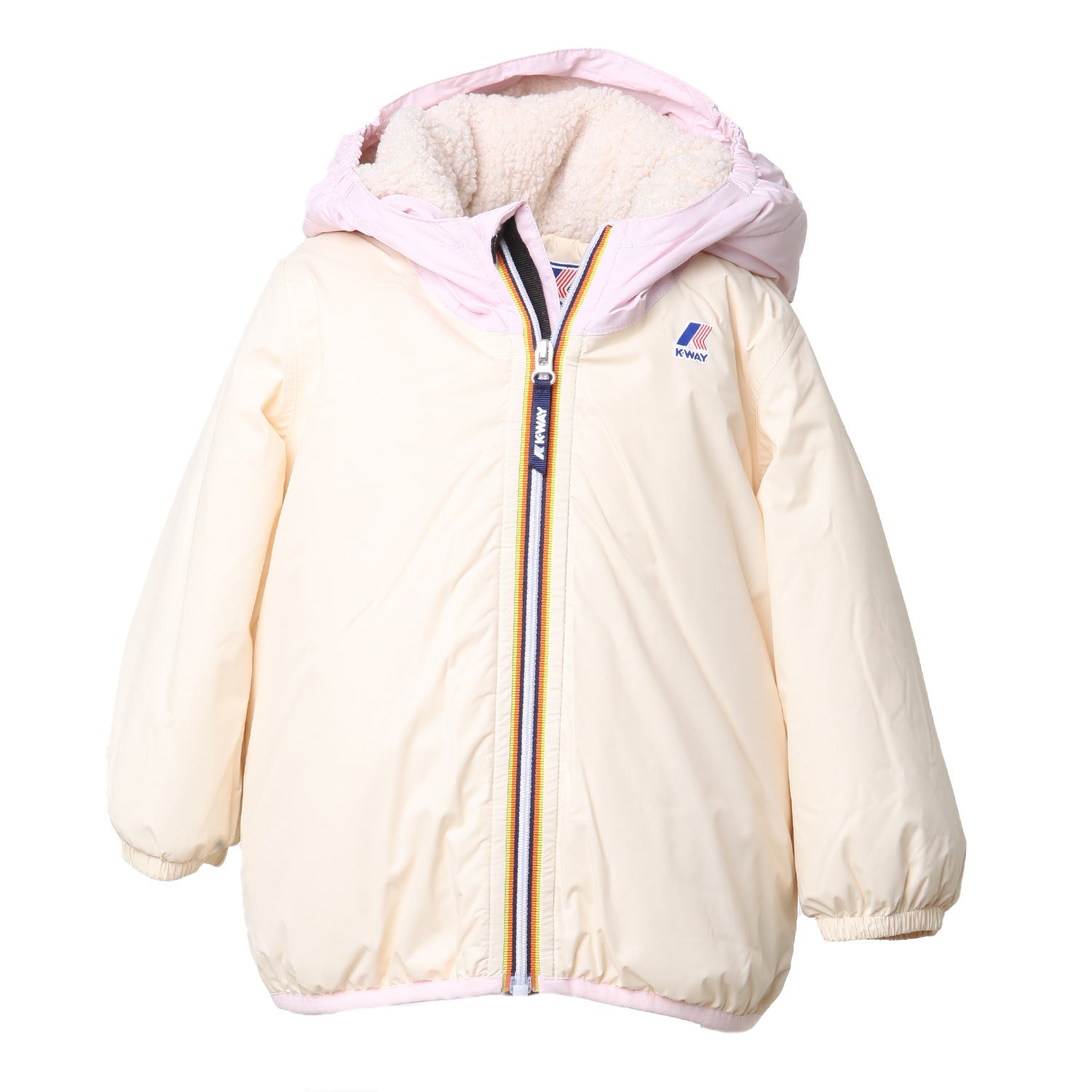 GIACCA CLAUDINE ORSETTO BEIGE E ROSA BIMBA - annameglio.com abbigliamento moda