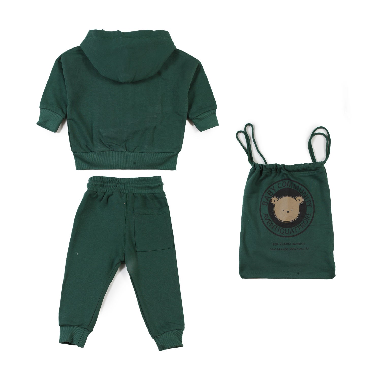 Tuta A24 verde scuro e bianca bimbo e bimba - annameglio.com abbigliamento moda