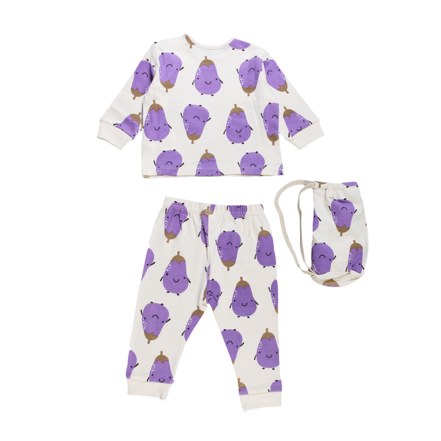 Pigiama unisex panna con melanzane viola - annameglio.com abbigliamento moda