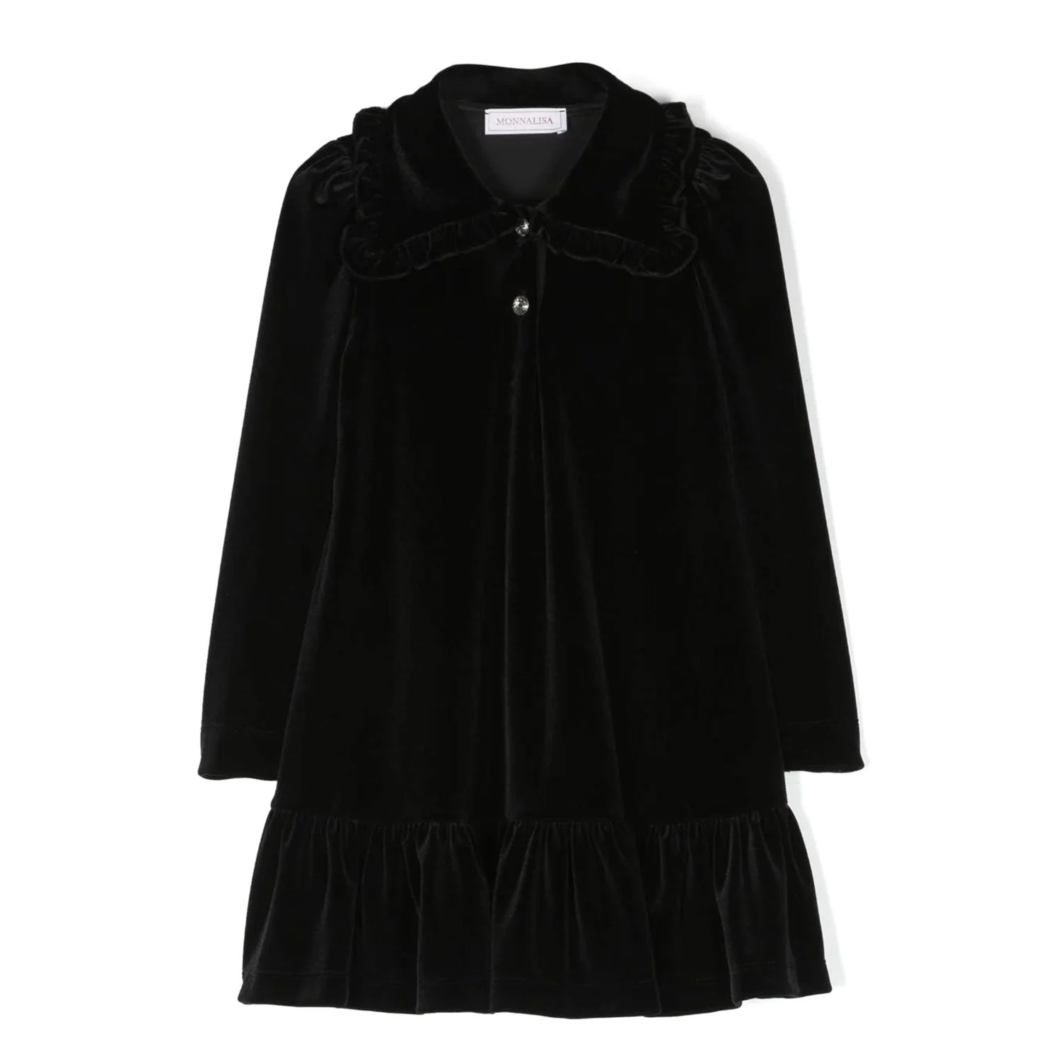 Abito Monnalisa ciniglia vita bassa nero - annameglio.com abbigliamento moda