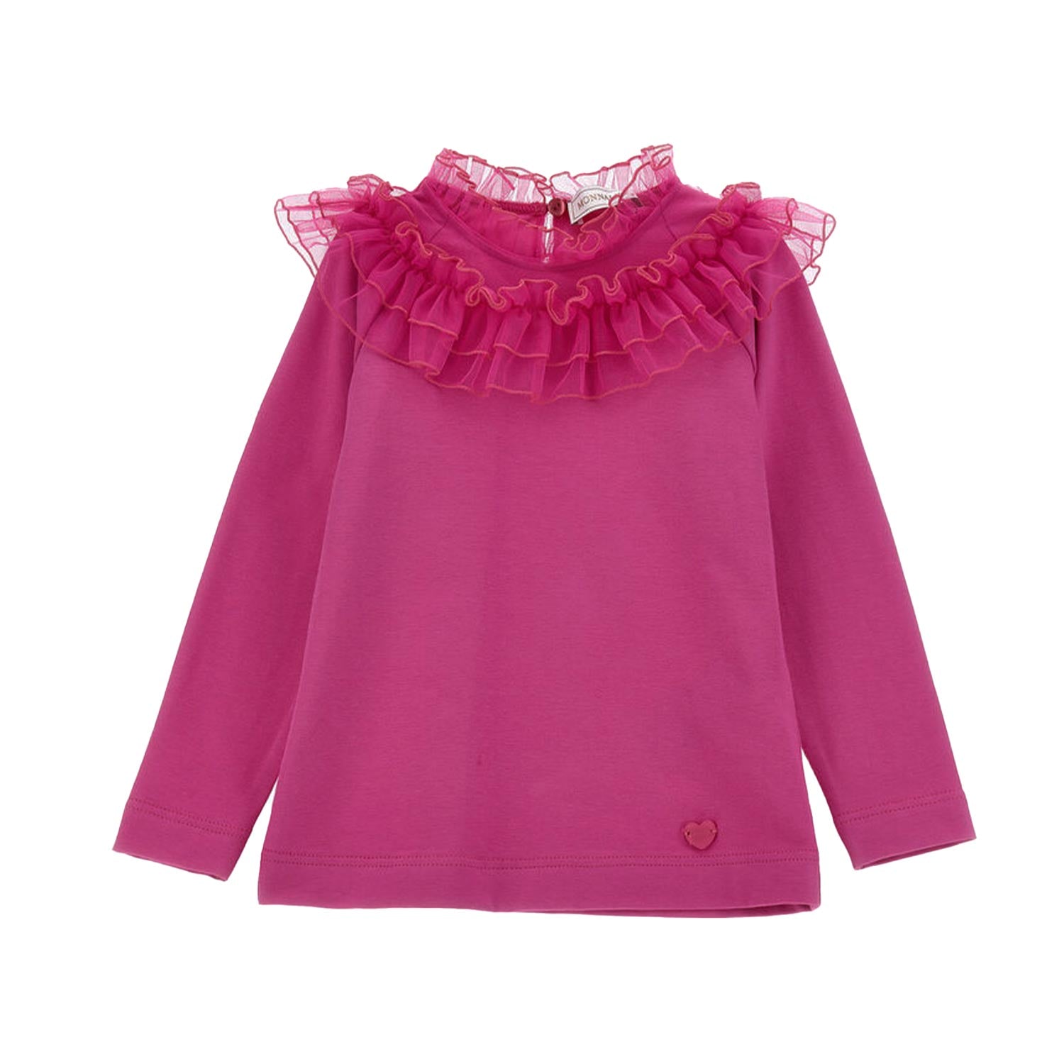 T-shirt FUCSIA con colletto in tulle - annameglio.com abbigliamento moda
