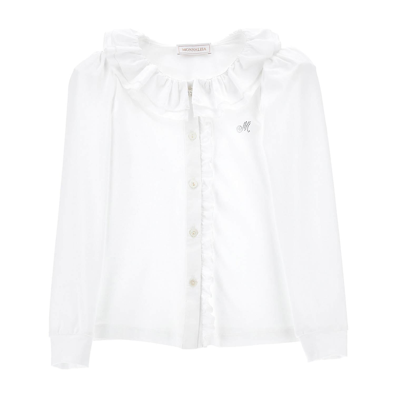 Camicia Bianca jersey con ruches - annameglio.com abbigliamento moda