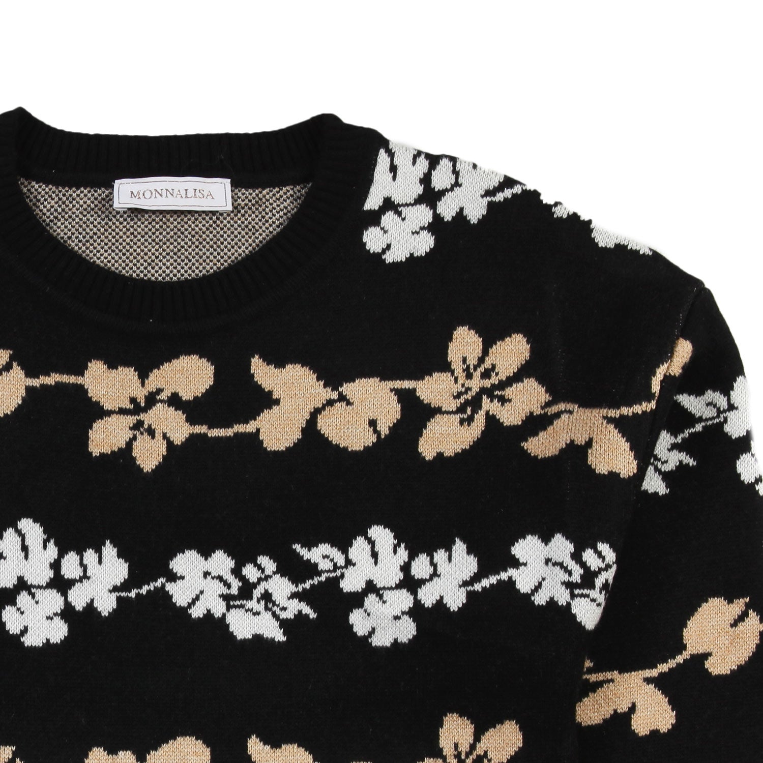 Pullover Monnalisa nero, beige e bianco Bambina - annameglio.com abbigliamento moda