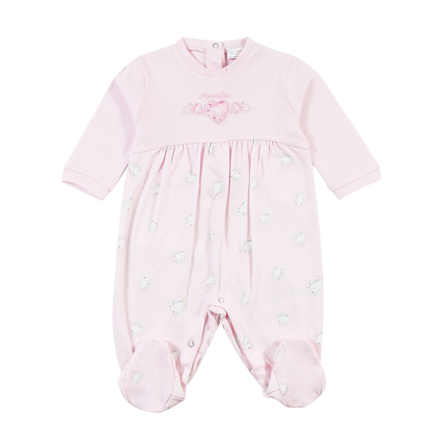 Tutina Monnalisa rosa con cuori cristallo stampati - annameglio.com abbigliamento moda