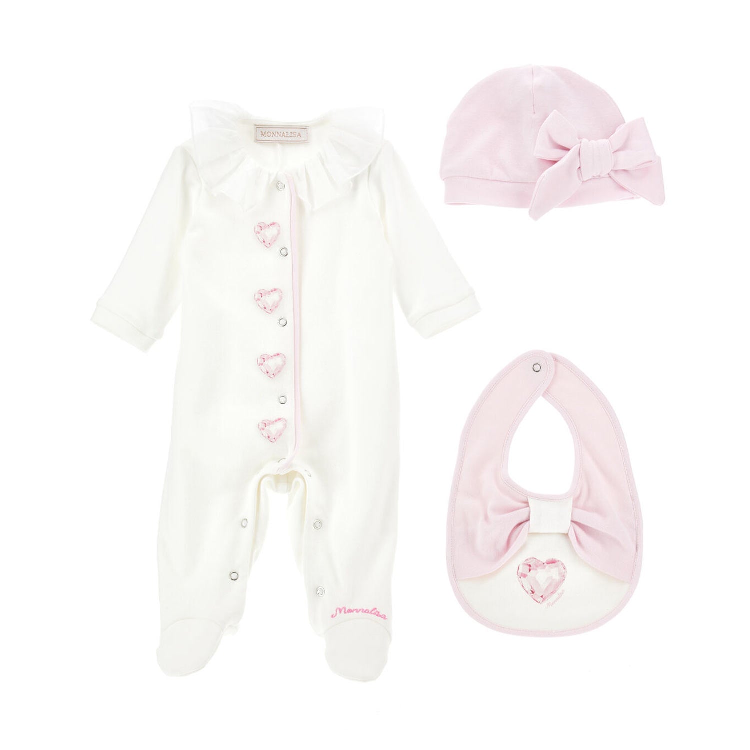 Tutina Monnalisa panna con cuffia e bavetta rosa - annameglio.com abbigliamento moda