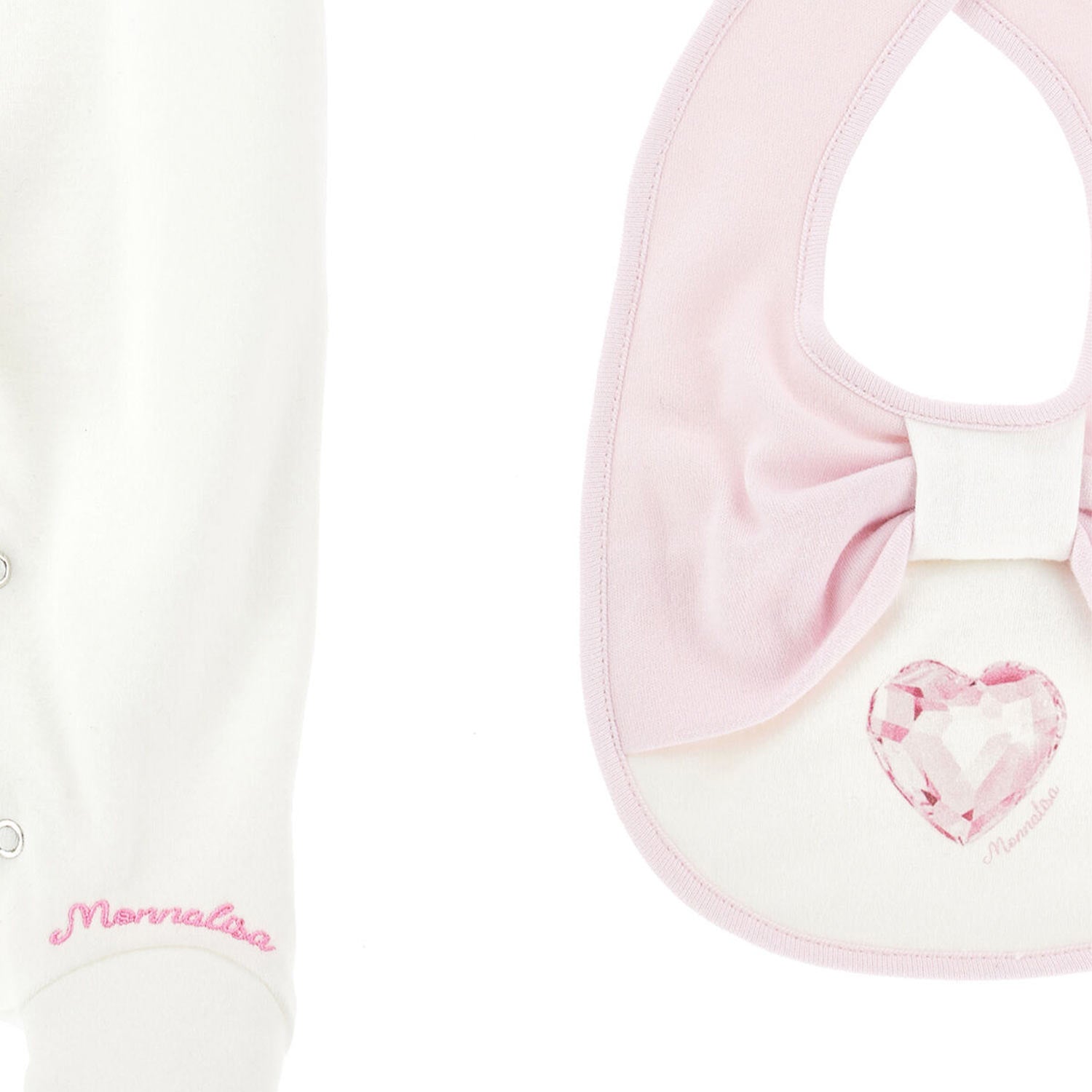 Tutina Monnalisa panna con cuffia e bavetta rosa - annameglio.com abbigliamento moda