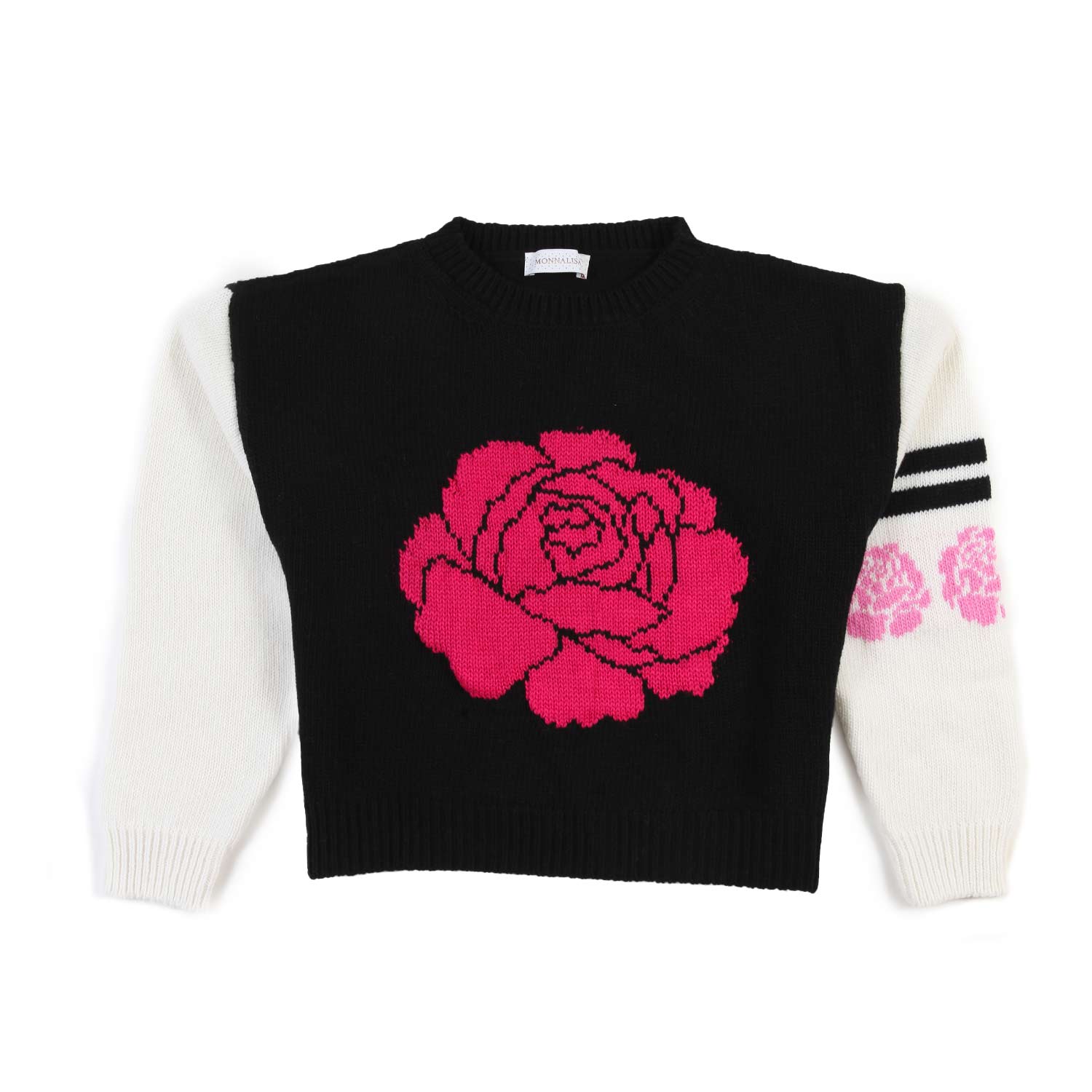 Maglione Monnalisa nero e fucsia con maniche panna - annameglio.com abbigliamento moda