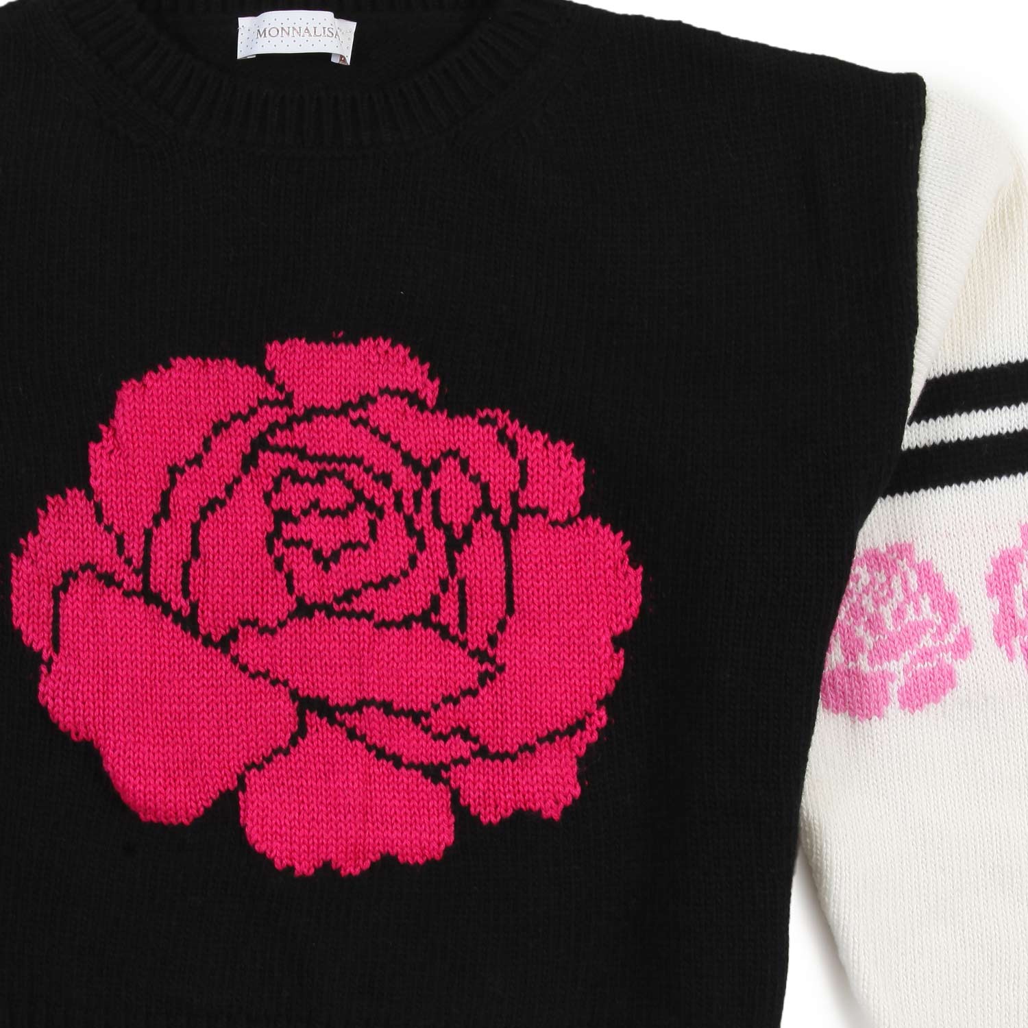 Maglione Monnalisa nero e fucsia con maniche panna - annameglio.com abbigliamento moda