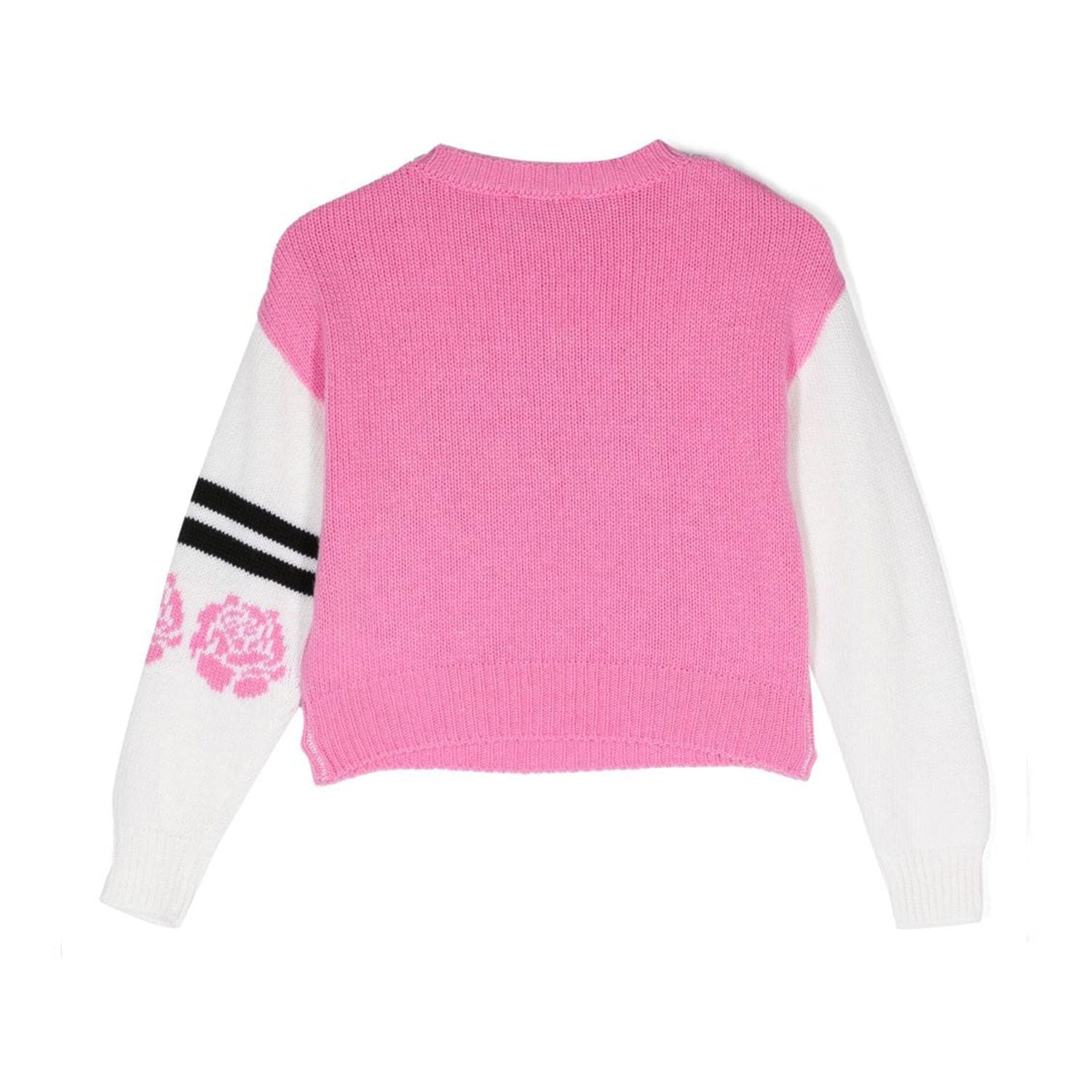 Maglione Monnalisa rosa e fucsia con maniche panna - annameglio.com abbigliamento moda