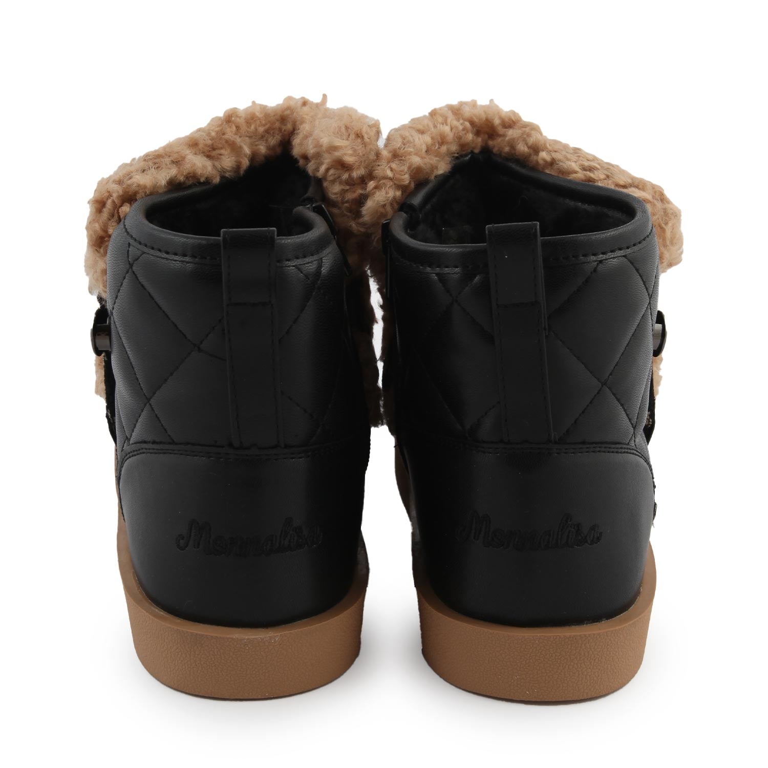 Scarponcini peluche Monnalisa neri e beige - annameglio.com abbigliamento moda