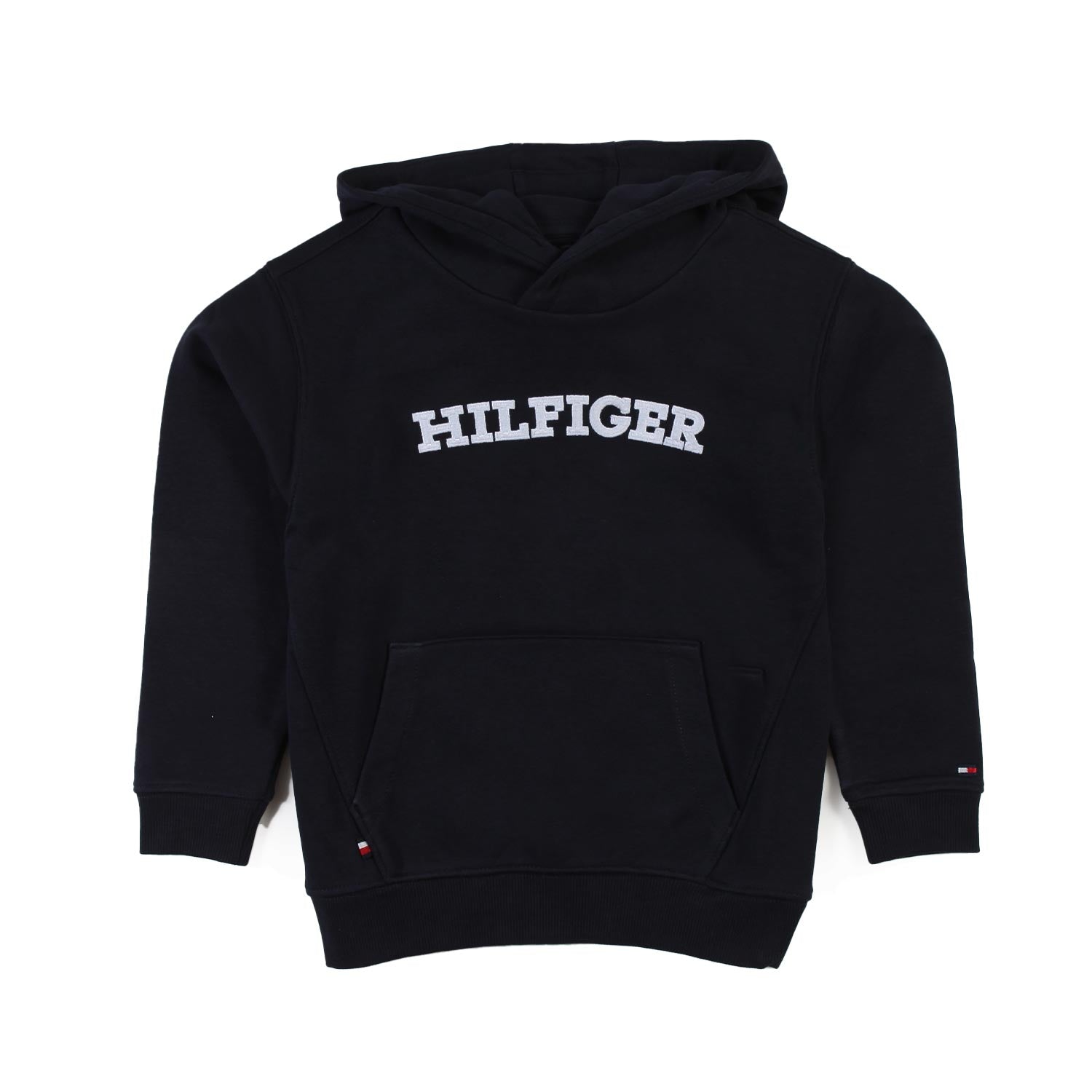Felpa hoodie blu navy con logo Hilfiger bianco - annameglio.com abbigliamento moda