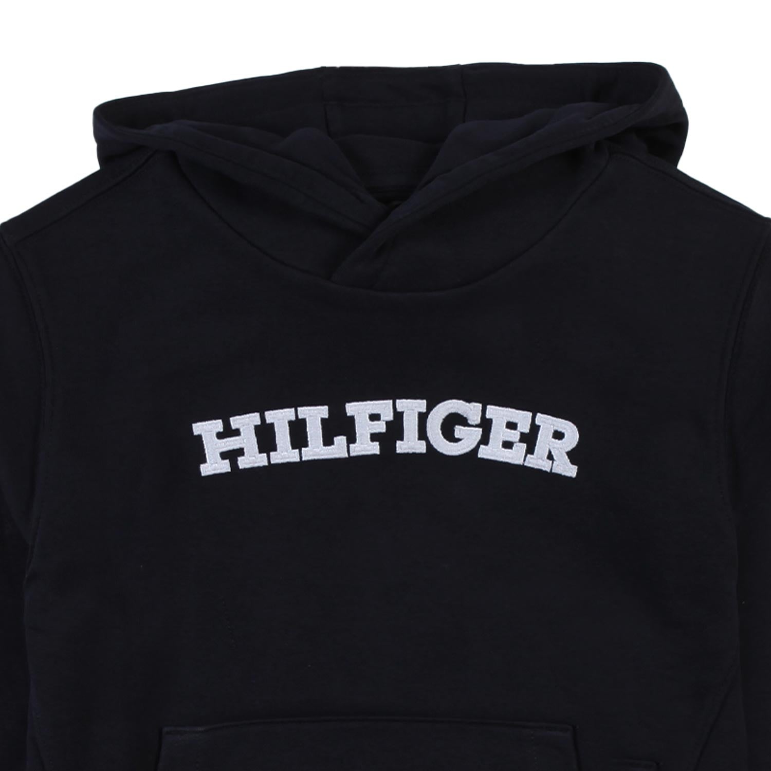 Felpa hoodie blu navy con logo Hilfiger bianco - annameglio.com abbigliamento moda