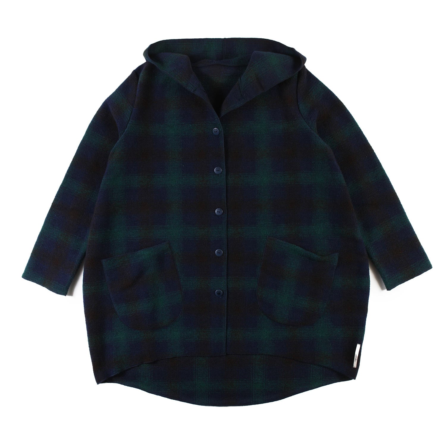 Cappotto Angel verde e blu a quadri con cappuccio - annameglio.com abbigliamento moda