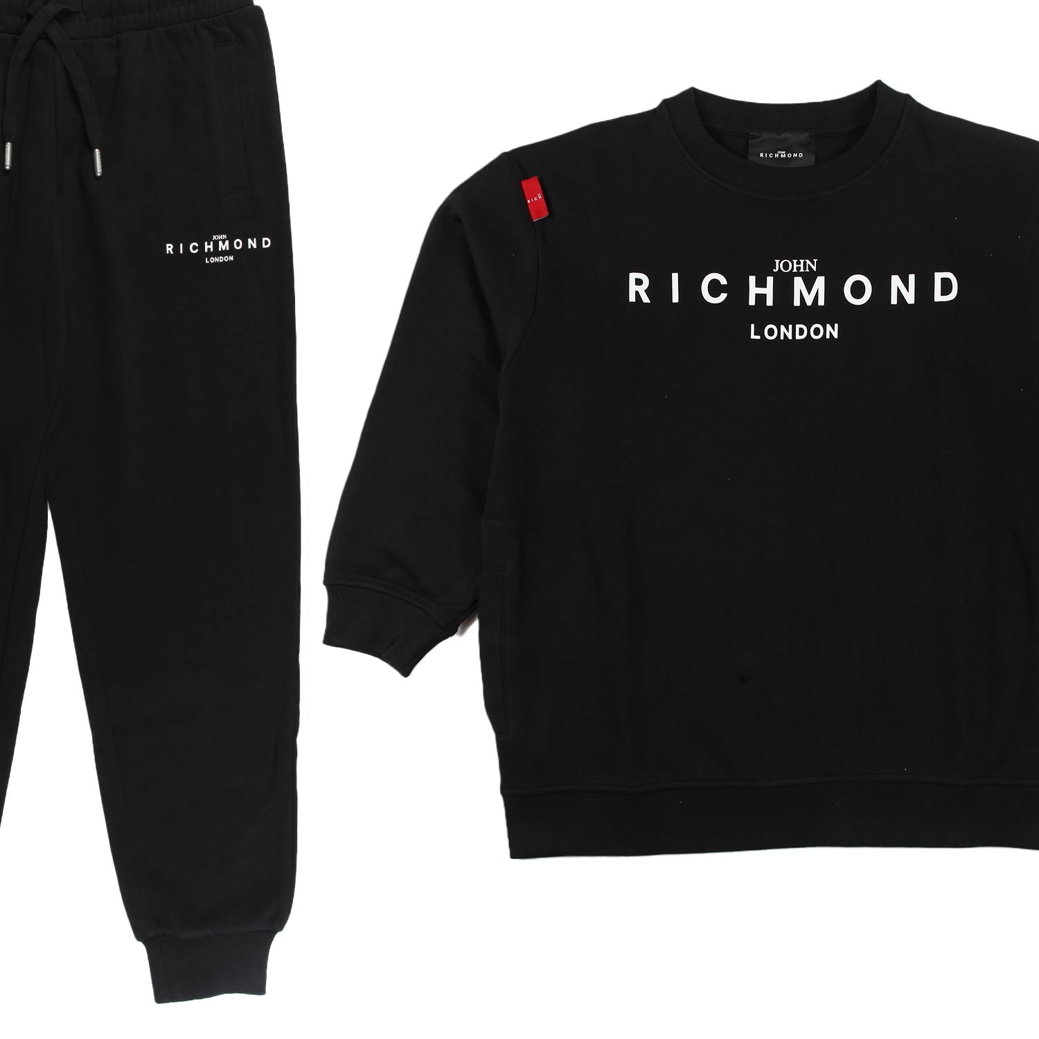 Tuta 2 pezzi John Richmond nera con loghi bianchi - annameglio.com abbigliamento moda