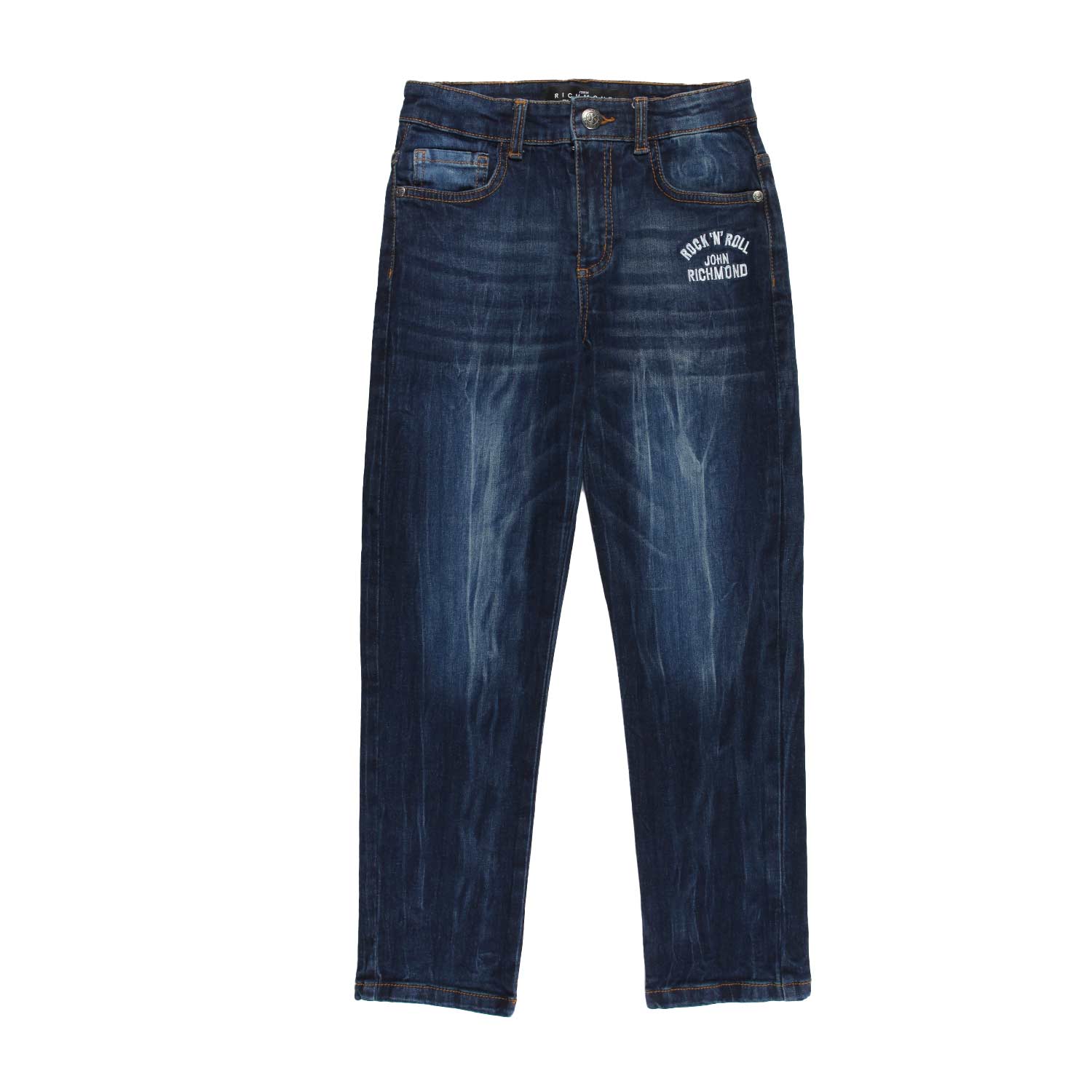 Jeans in denim blu con ricamo logo John Richmond - annameglio.com abbigliamento moda