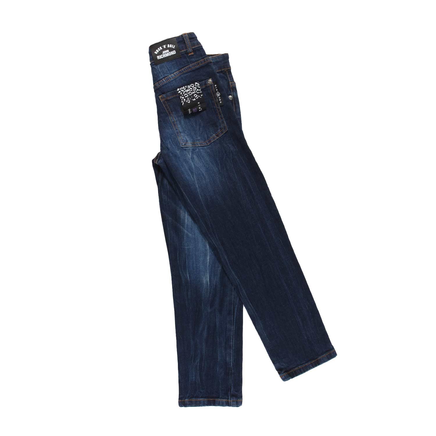 Jeans in denim blu con ricamo logo John Richmond - annameglio.com abbigliamento moda