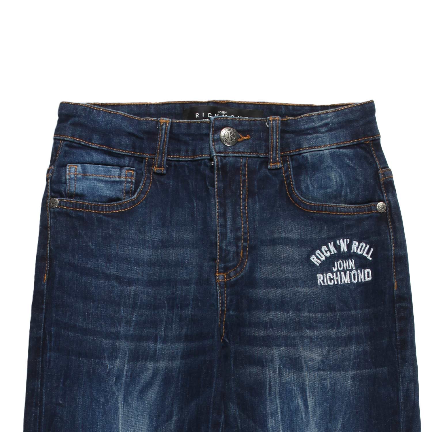 Jeans in denim blu con ricamo logo John Richmond - annameglio.com abbigliamento moda